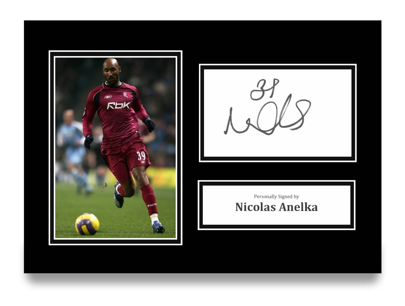 Nicolas Anelka Signed A4 Photo Autograph Bolton Memorabilia Gift Display + COA