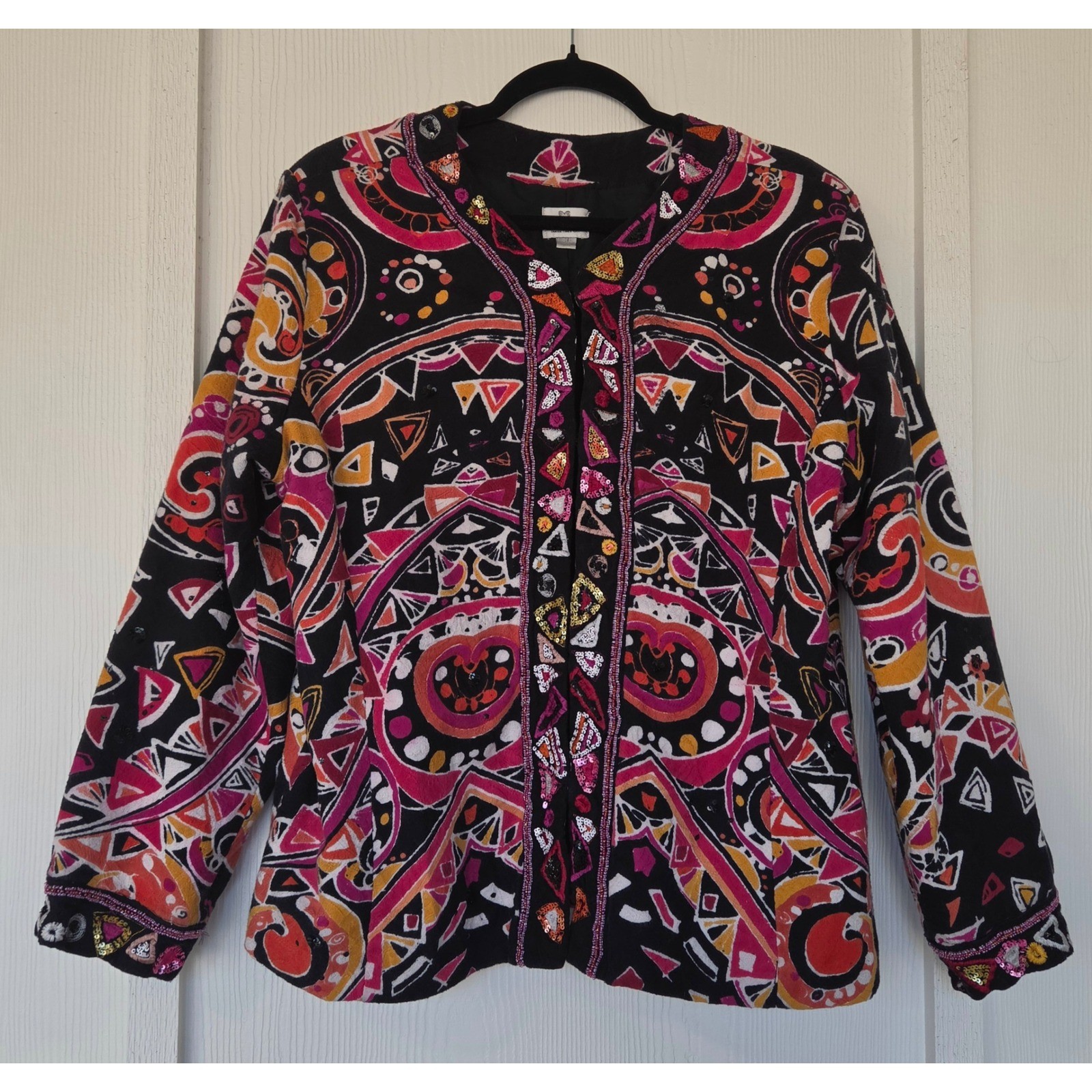 Chico\'s Multicolor Beaded Jacket 3 (XL) Art to Wear Maximalist Statement Artsy