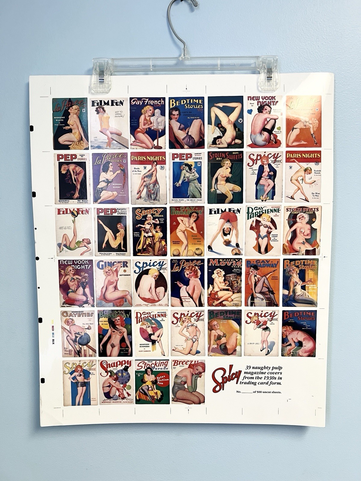 Vintage 1992 Kitchen Sink Press Spicy Uncut Trading Card Sheet 39 Pin Up Pulp