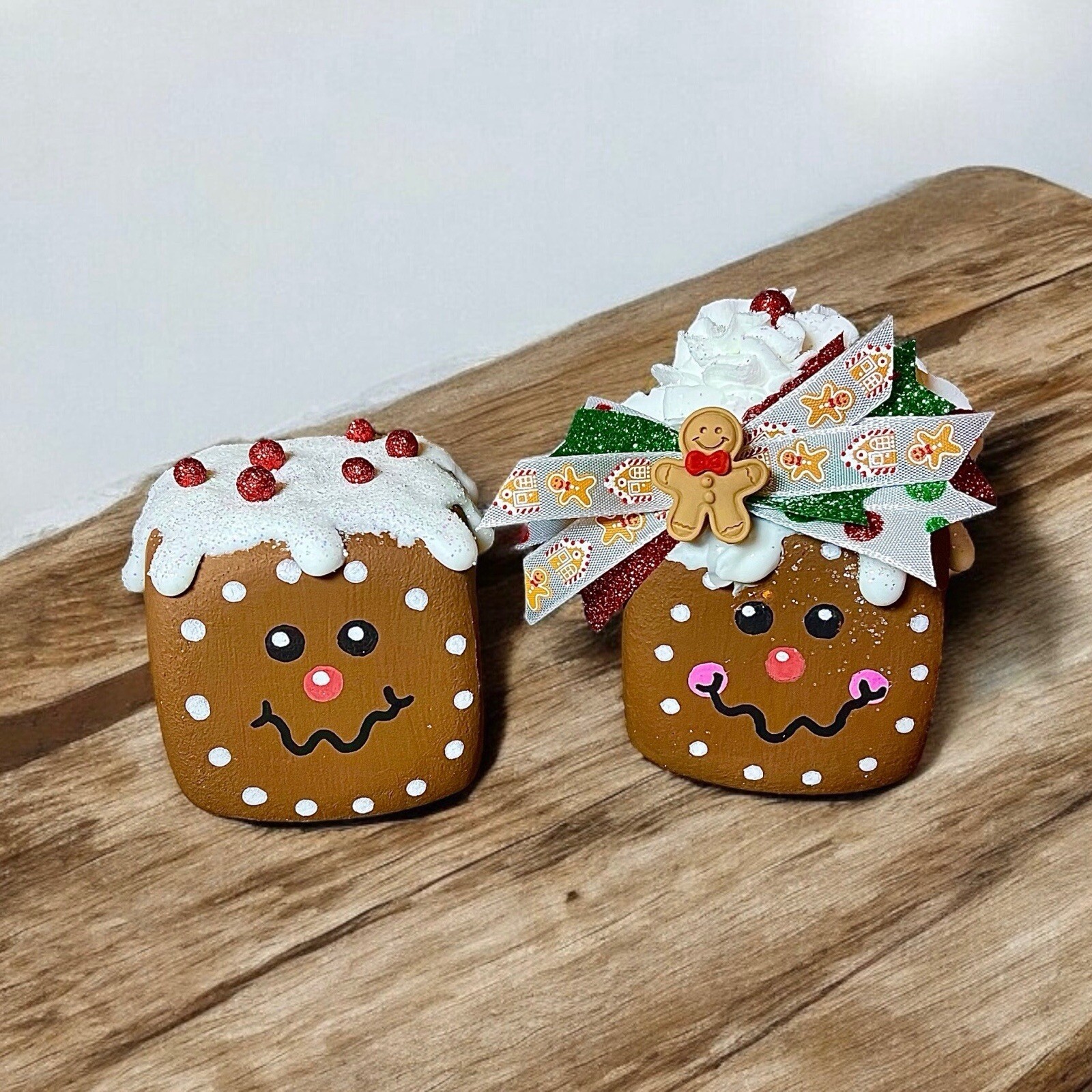 Handmade Gingerbread-themed Wooden Blocks Spackle Accents Handmade Gingerbread-themed Wooden Blocks Spackle Accents