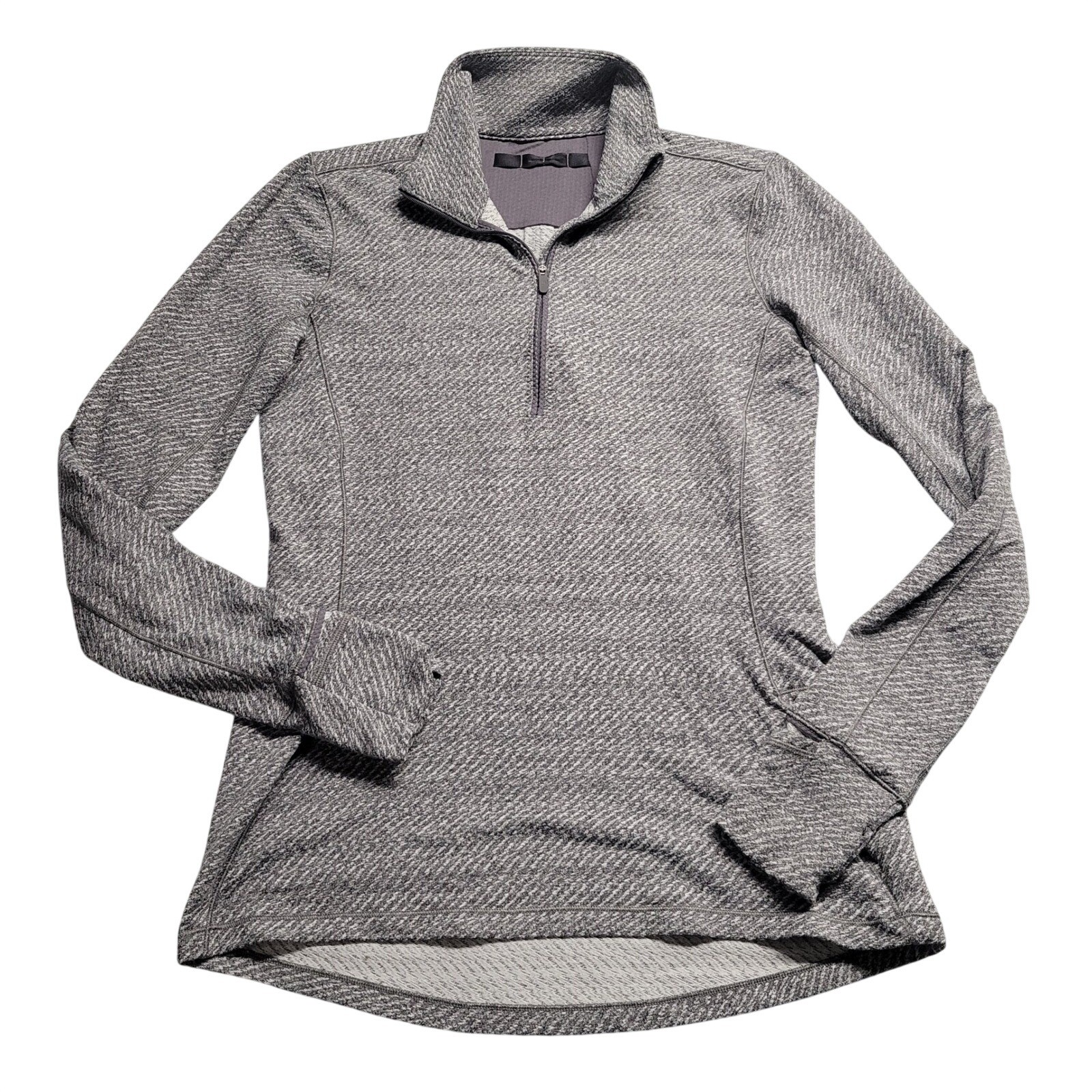 Lululemon Outrun Hazy Heather Gray 1/2 Zip Pullover Thumbhole Running Top Gym Lululemon Outrun Hazy Heather Gray 1/2 Zip Pullover Thumbhole Running Top Gym