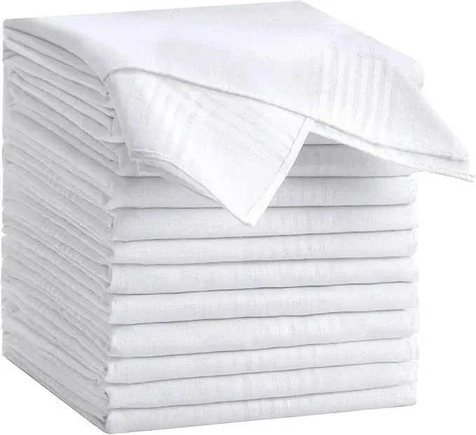 12 Pack Handkerchiefs for men, 100% Soft Cotton 16x16 Inch Men\'s Handkerchiefs,