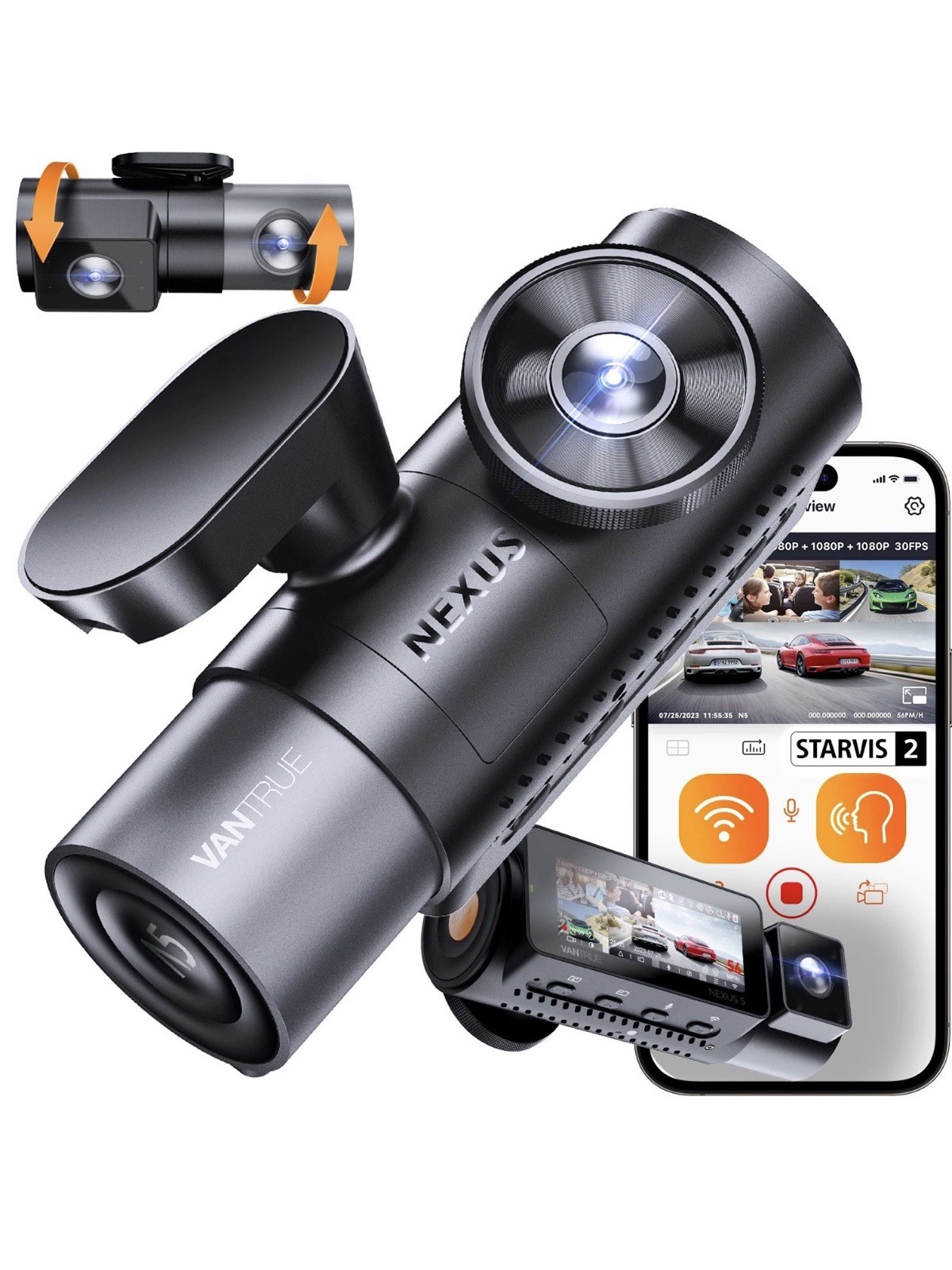 Vantrue N5 4 Channel 360 Dash Cam 2.7K Front Rear Inside STARVIS 2 WiFi GPS Vantrue N5 4 Channel 360 Dash Cam 2.7K Front Rear Inside STARVIS 2 WiFi GPS