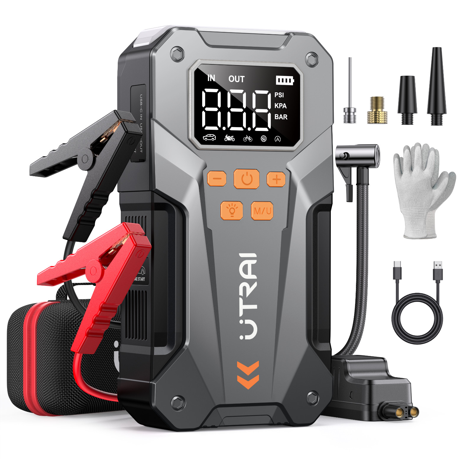 UTRAI 5000A Car Jump Starter 26800mAh Power Bank Emergency Starting Device