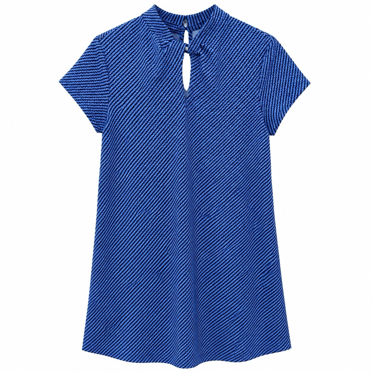 J.McLaughlin Belle Dress Womens Small Blue Geometric Print Mock Neck Keyhole NWT
