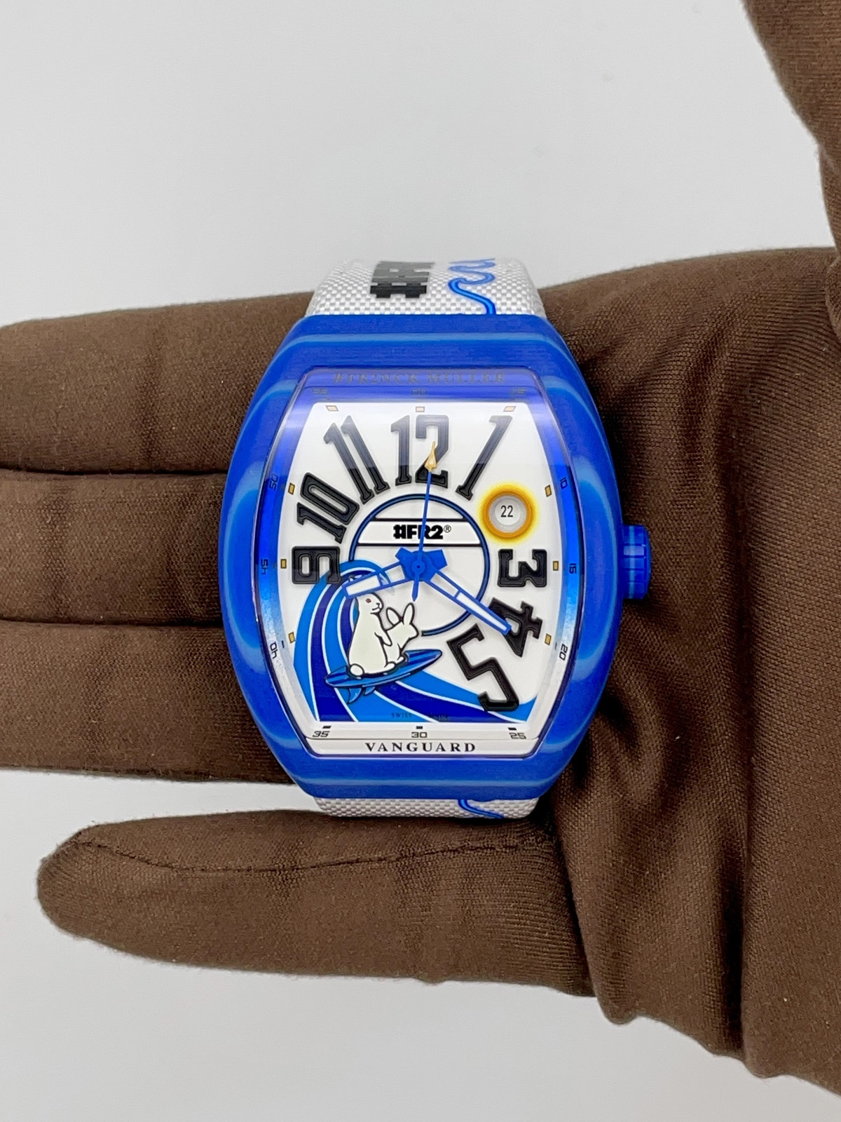 Franck Muller Vanguard Beach 41mm Blue Bezel White Dial Unworn B&P