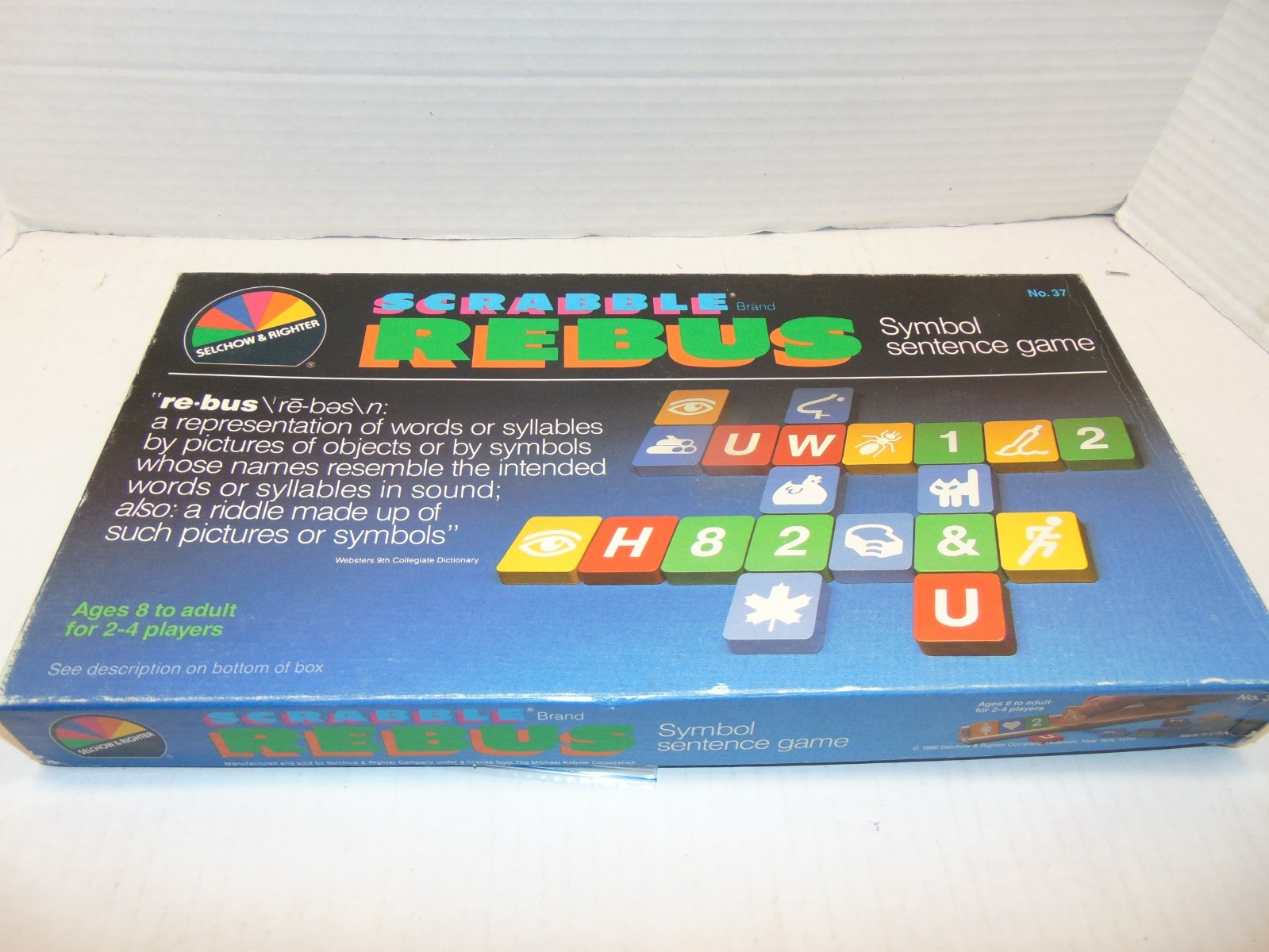 Scrabble REBUS Selchow & Righter Vintage 1986 Tile Board Game Complete in Box Scrabble REBUS Selchow & Righter Vintage 1986 Tile Board Game Complete in Box