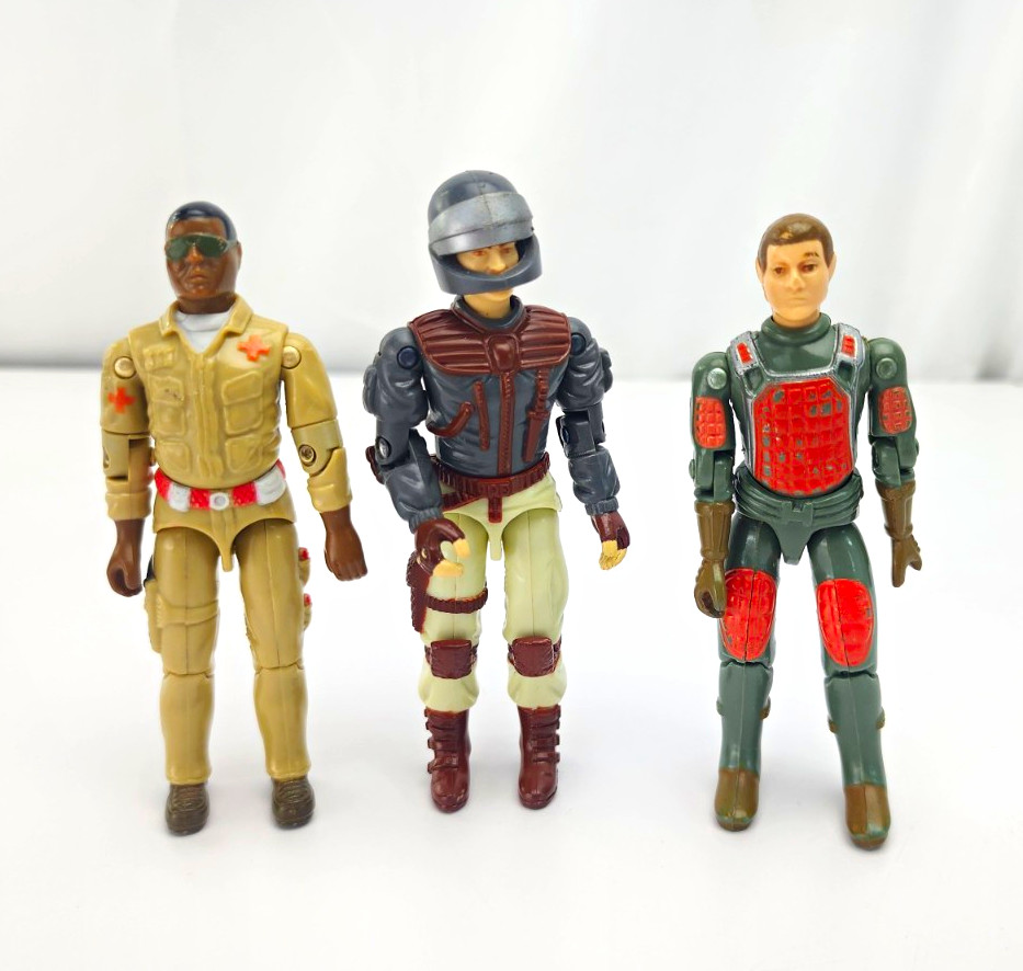 3x Vintage Vintage G.I. Joe Action Figures Lot Hasbro – Doc, Clutch & Flash