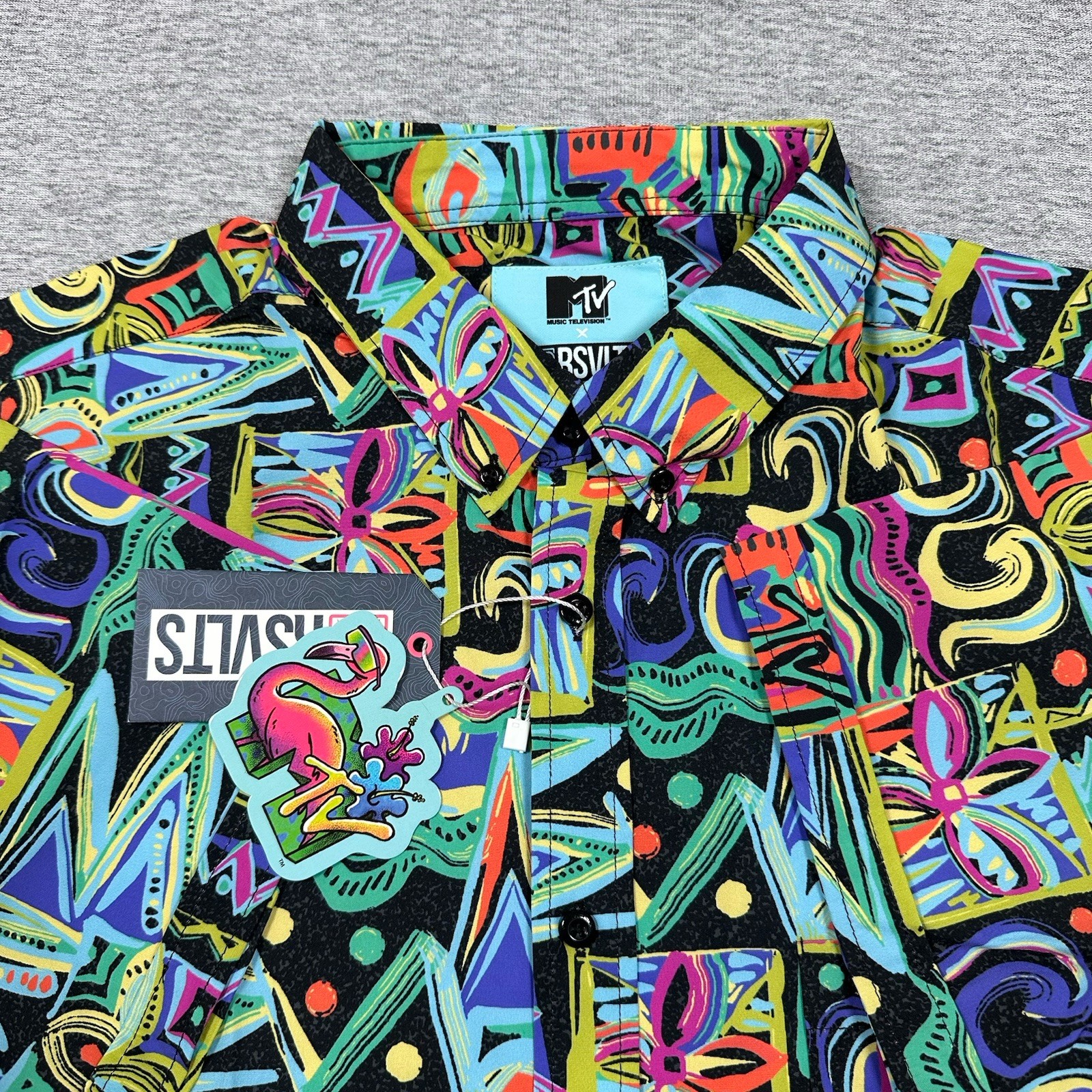 RSVLTS x MTV Shirt Mens XL Panama City Beach Colorful Button Down Stretch NEW