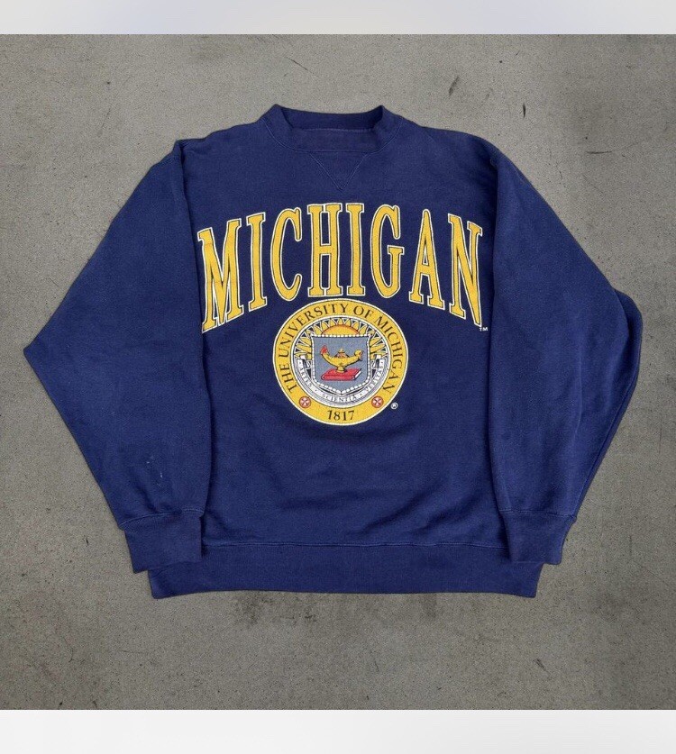 Vintage University Of Michigan Seal 1817 Crewneck Sweatshirt 80s Wolverines
