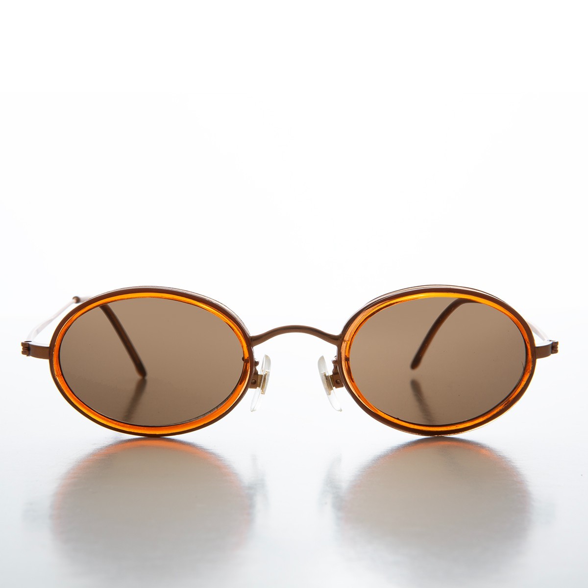 Small Delicate Oval Vintage Sunglasses Copper - Dwyer
