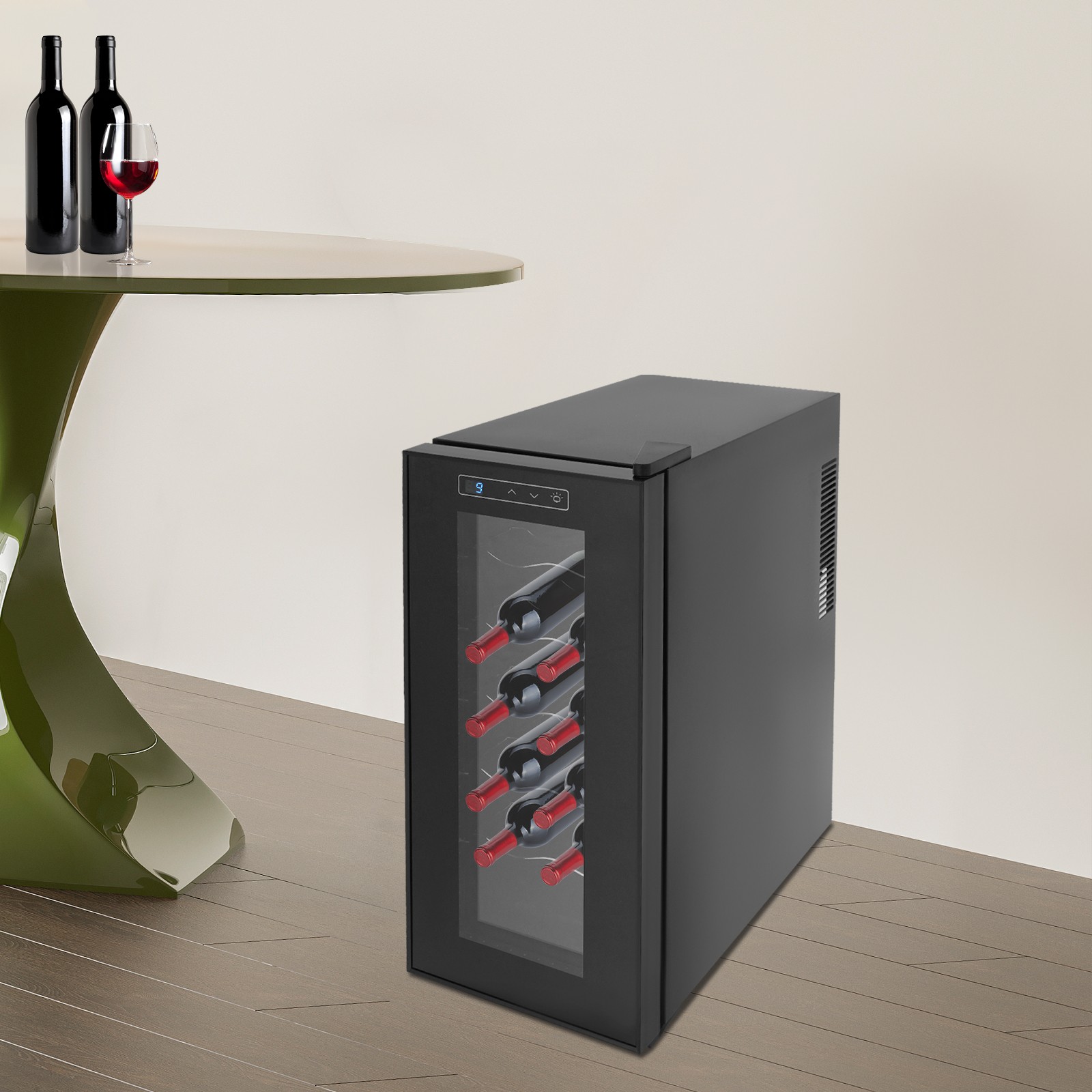 Wine Fridge 12-bottle  Champagne Wine Fridge Bars Wine Cooler Refrigerator Black