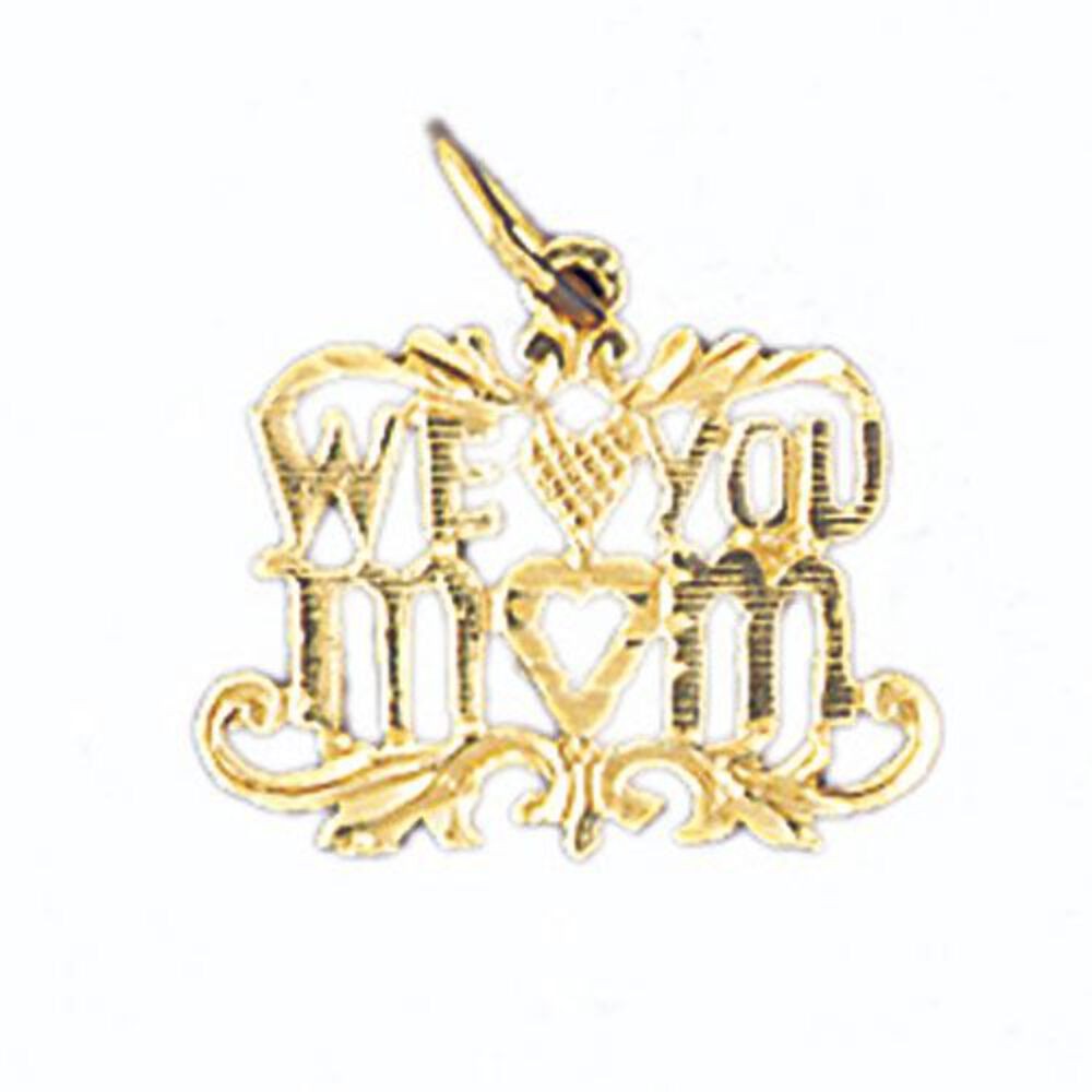 We Love You Mom Charm Pendant 14k Gold (0.8 Grams)