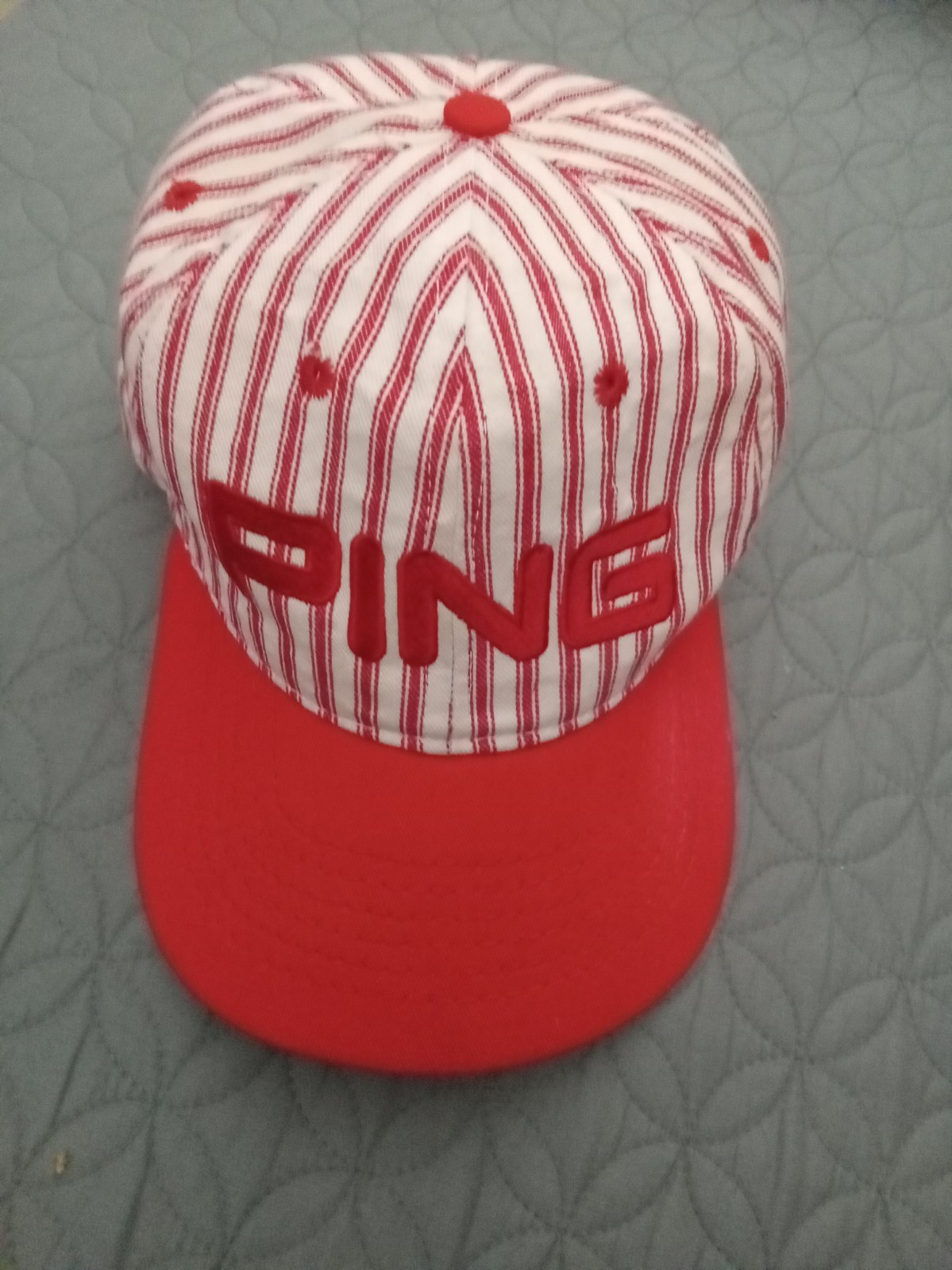 Vintage Ping Golf Strap back Baseball Cap Hat Red  Stripes