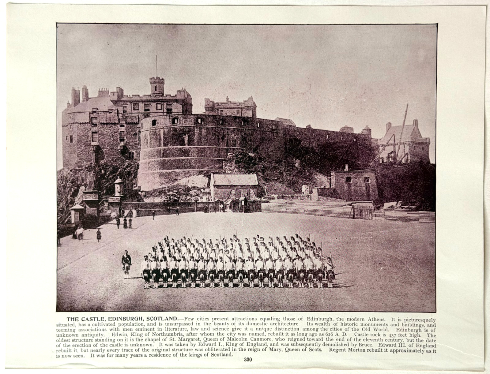 1890s Castle Edinburgh Halftone Print Victorian Scotland King\'s Residence