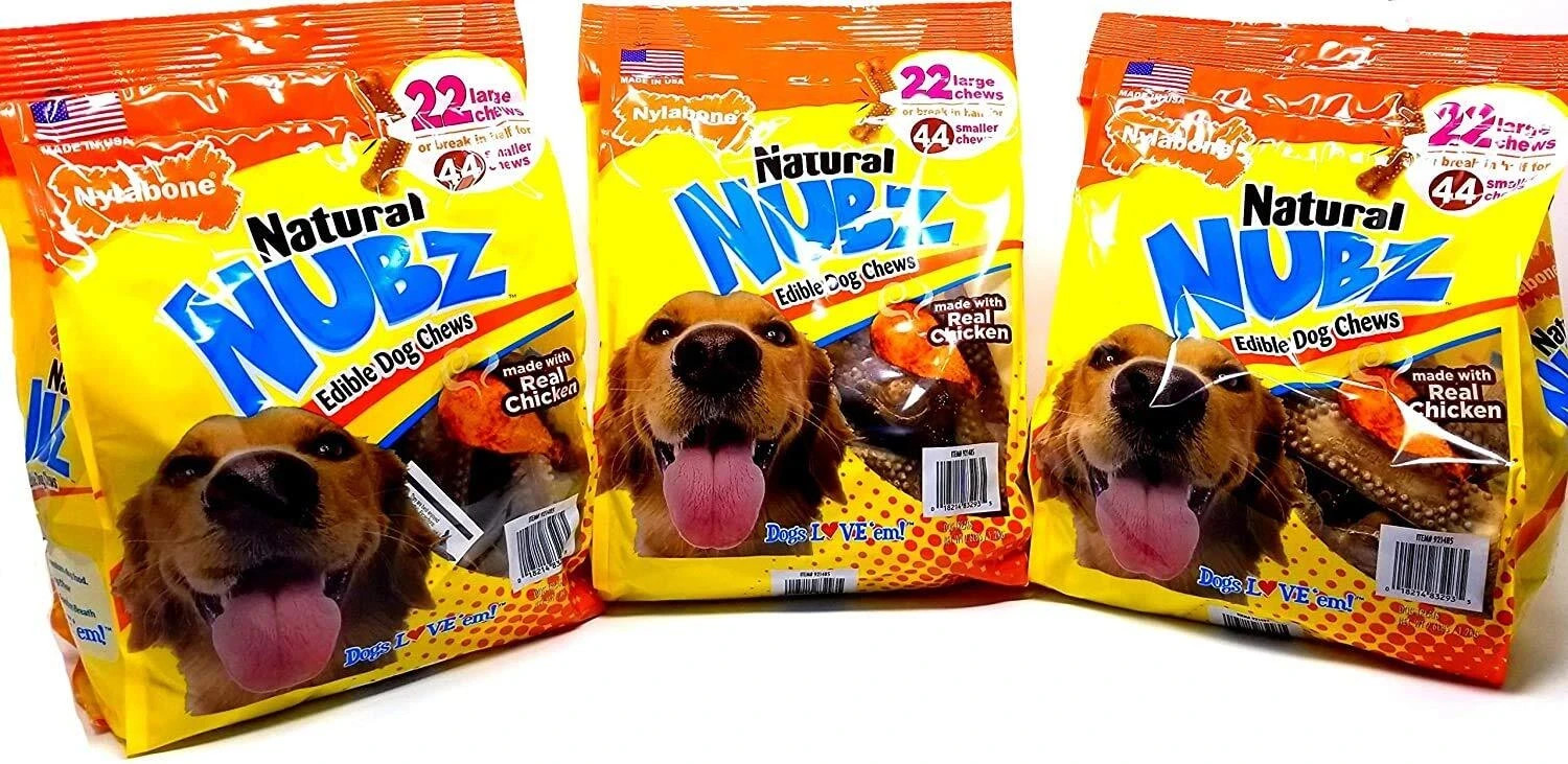 Nylabone Natural Nubz Dog Chews - Pack of 3/22 ct. Bags (66 ct Total, 7.8 lbs) Nylabone Natural Nubz Dog Chews - Pack of 3/22 ct. Bags (66 ct Total, 7.8 lbs)