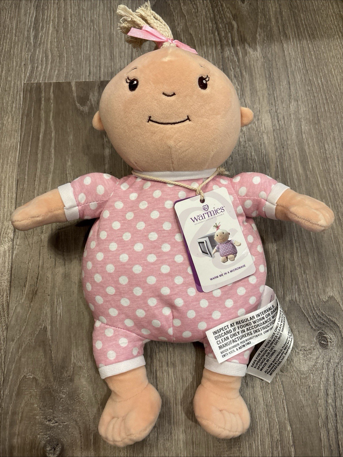 Warmies Cozy Plush Baby Girl Doll 14” Microwavable Heatable Plush Pink Bow NWT Warmies Cozy Plush Baby Girl Doll 14” Microwavable Heatable Plush Pink Bow NWT