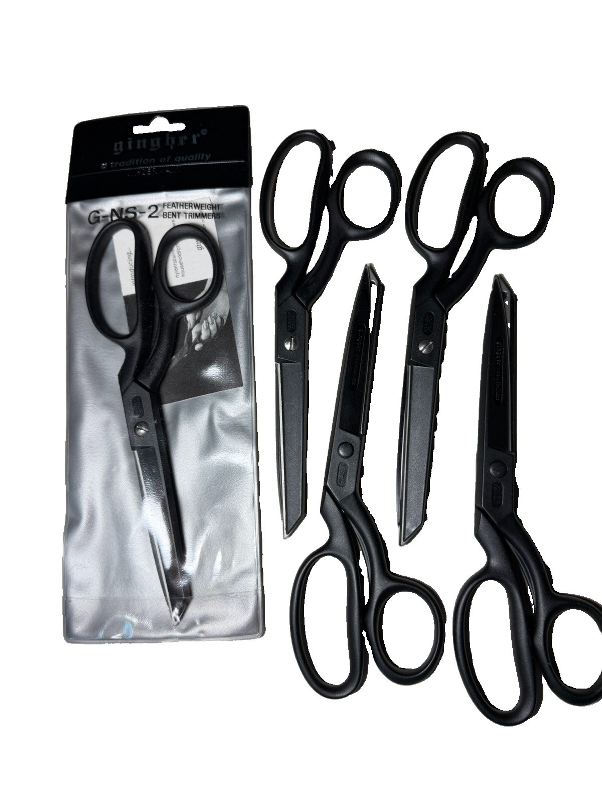Vintage Gingher G-NS-2 Featherweight Bent Trimmers Scissors Germany Sew Lot of 5
