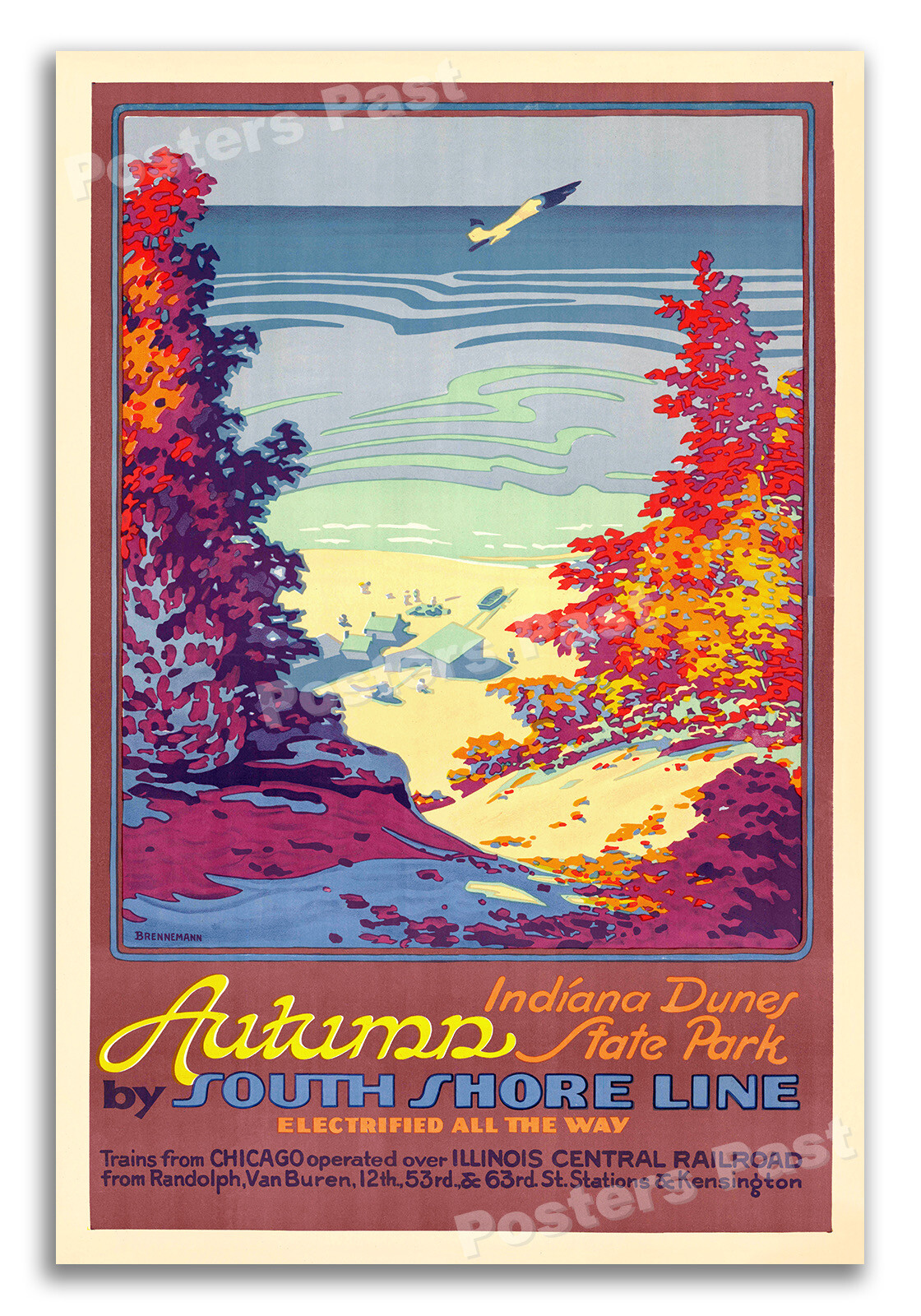 1926 Autumn Indiana Dunes - Vintage Travel Poster - 24x36