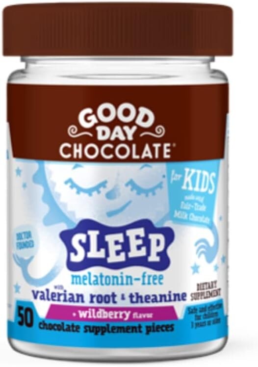 Good Day Chocolate, Kids Sleep Valerian Root Theanine Melatonin Free Wildberry