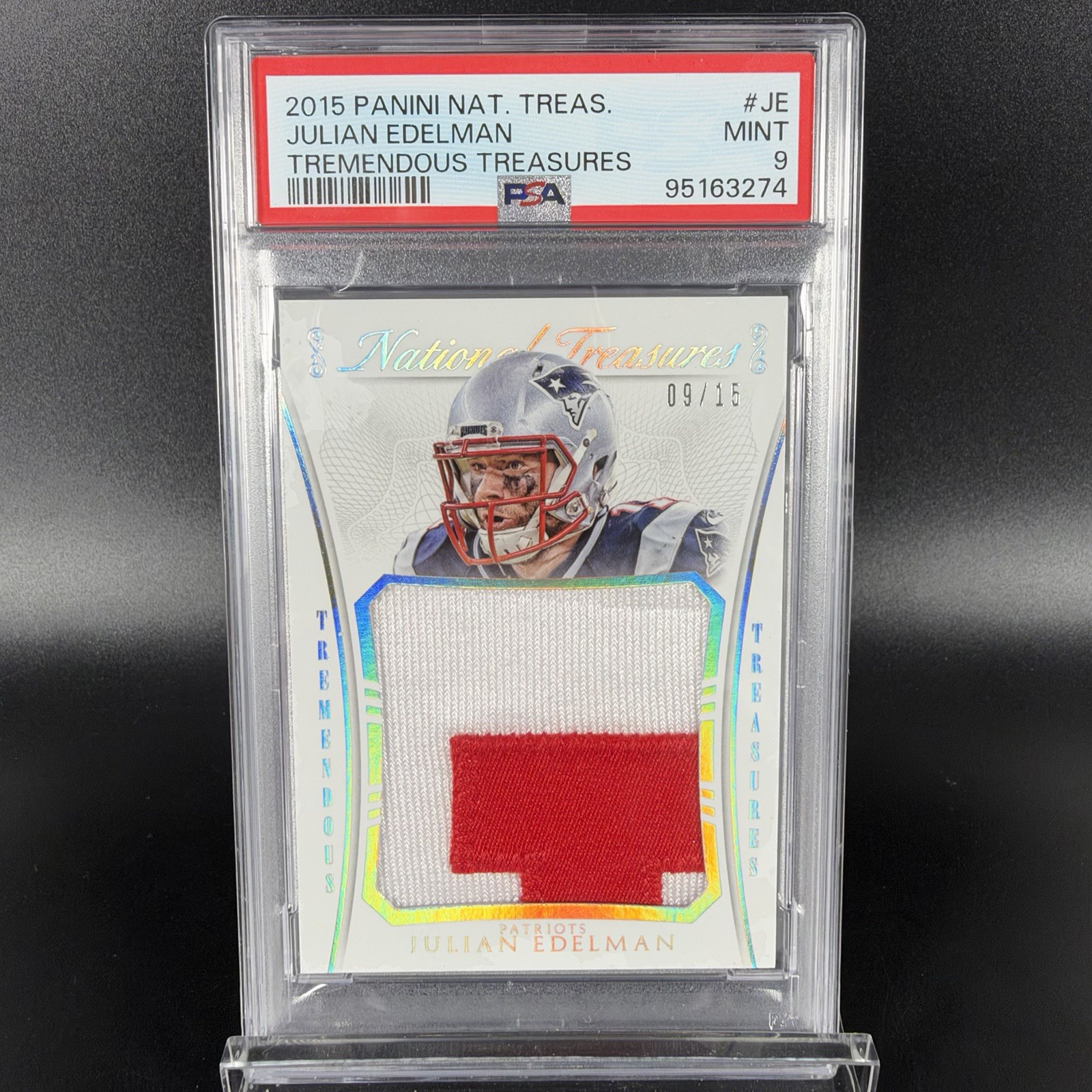 Julian Edelman 2015 Panini National Treasures Game Used Jumbo Patch 9/15 PSA 9 Julian Edelman 2015 Panini National Treasures Game Used Jumbo Patch 9/15 PSA 9