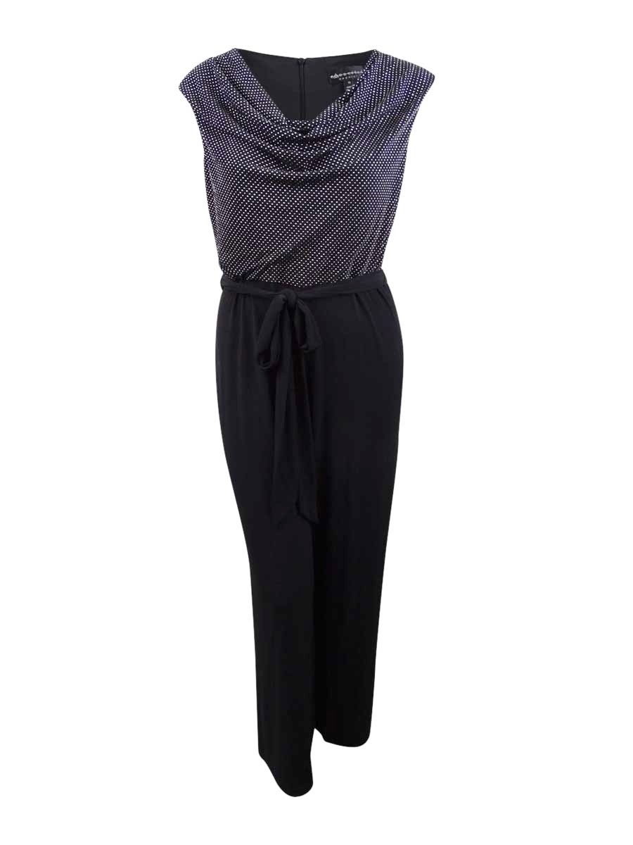 Connected Women\'s Drape-Neck Jumpsuit (6, Black/Silver)