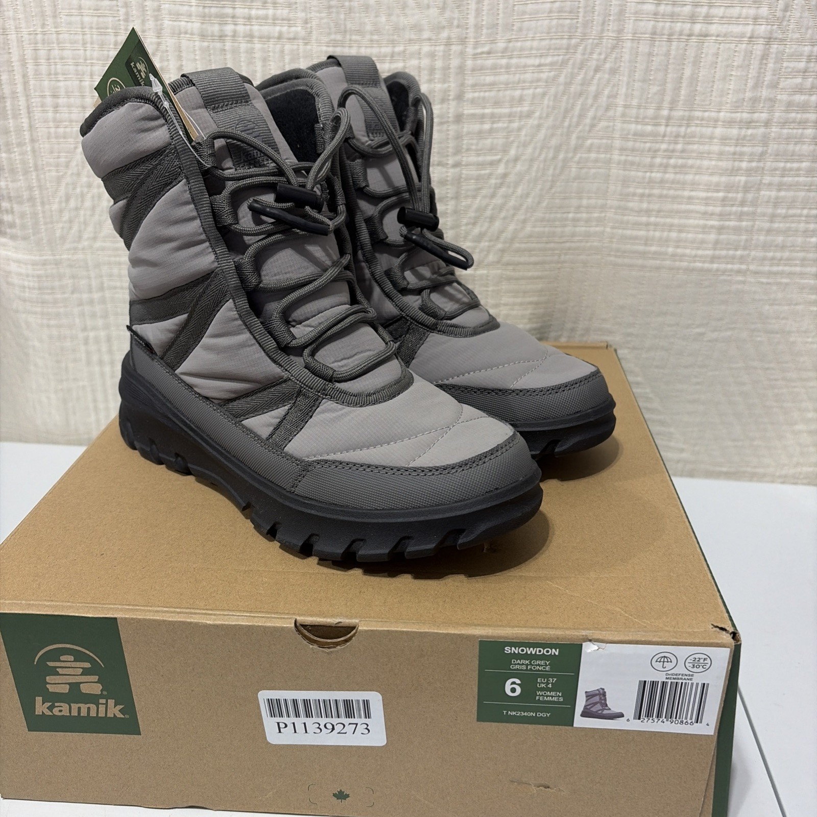 Kamik Woman’s Snowdon Dark Grey Size 6 New Kamik Woman’s Snowdon Dark Grey Size 6 New