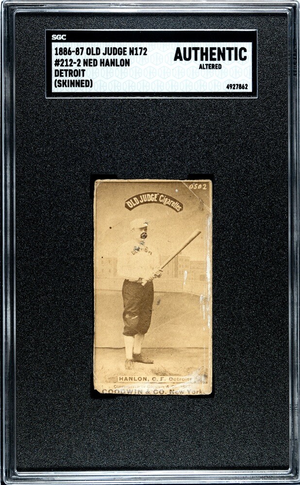 Ned Hanlon HOF 1886-87 Old Judge N172 #212-2 Detroit (Skinned). SGC Authentic Ned Hanlon HOF 1886-87 Old Judge N172 #212-2 Detroit (Skinned). SGC Authentic