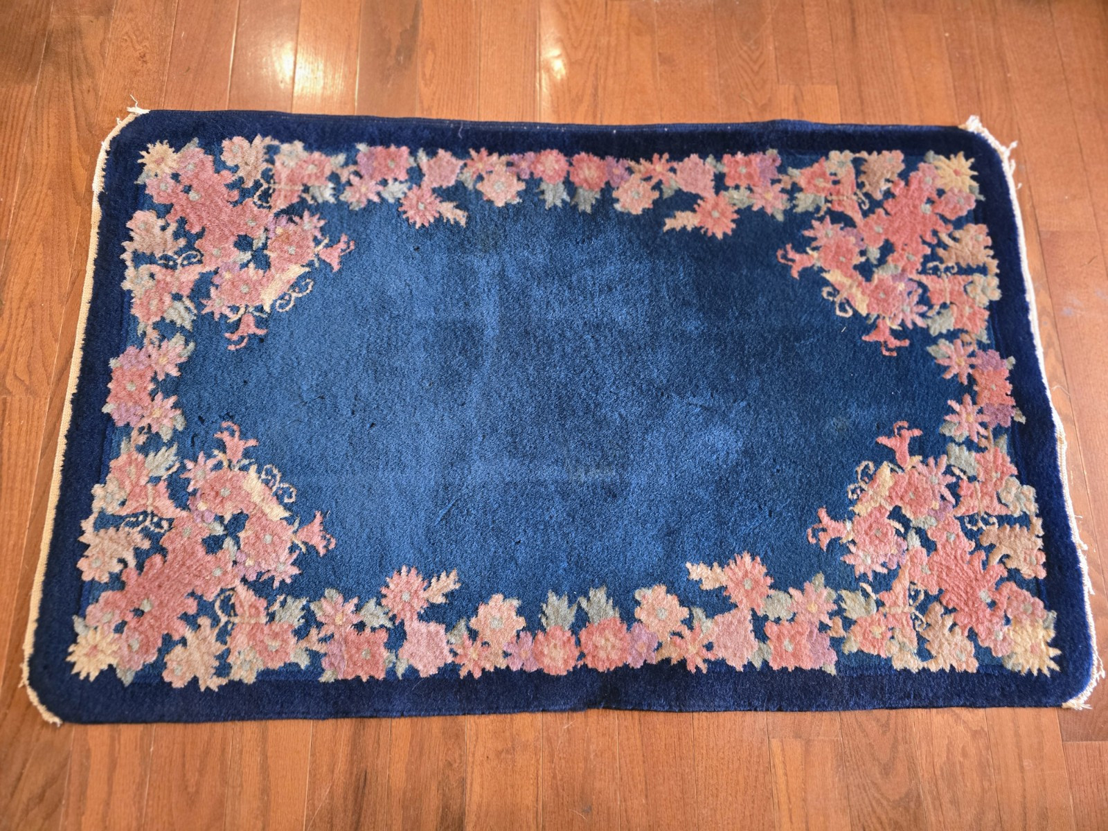 2x4 Antique Art Deco Navy Blue Floral Chinese Area Rug 2x4 Antique Art Deco Navy Blue Floral Chinese Area Rug