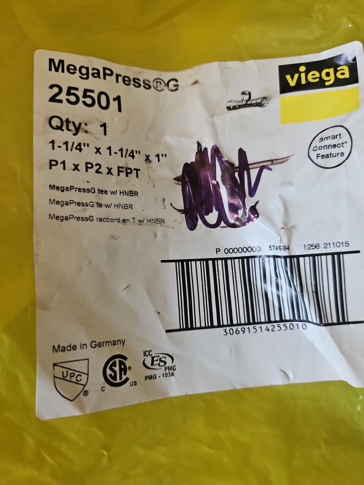 Viega Megapress 25501 1-1/4 X 1-1/4 X 1 PxPxFPT Viega Megapress 25501 1-1/4 X 1-1/4 X 1 PxPxFPT