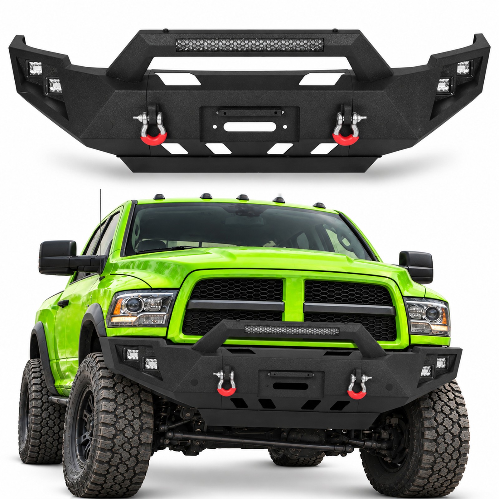 For 2010-2018 Dodge Ram 2500 3500 Steel Front Bumper W/Winch Plate Sensor Holes