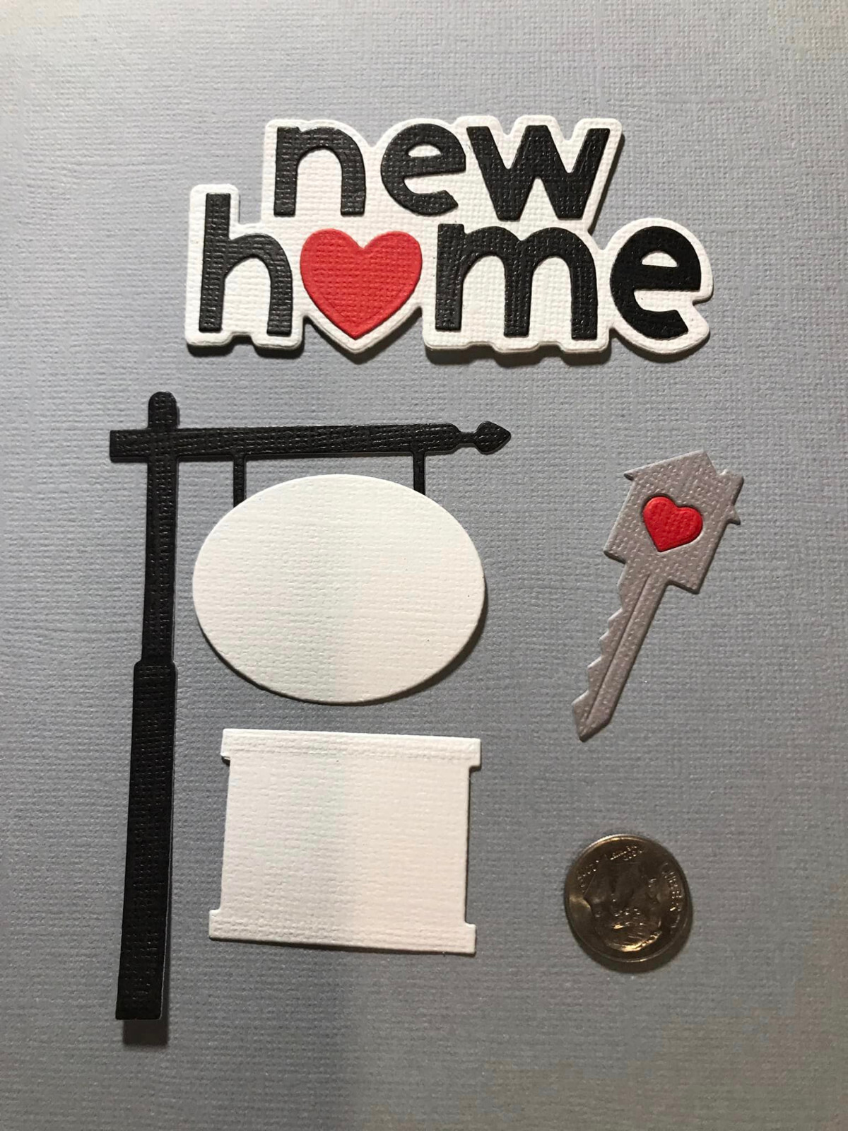 HANDMADE Die Cut New Home Set Scrapbook / Card Embellishment HANDMADE Die Cut New Home Set Scrapbook / Card Embellishment