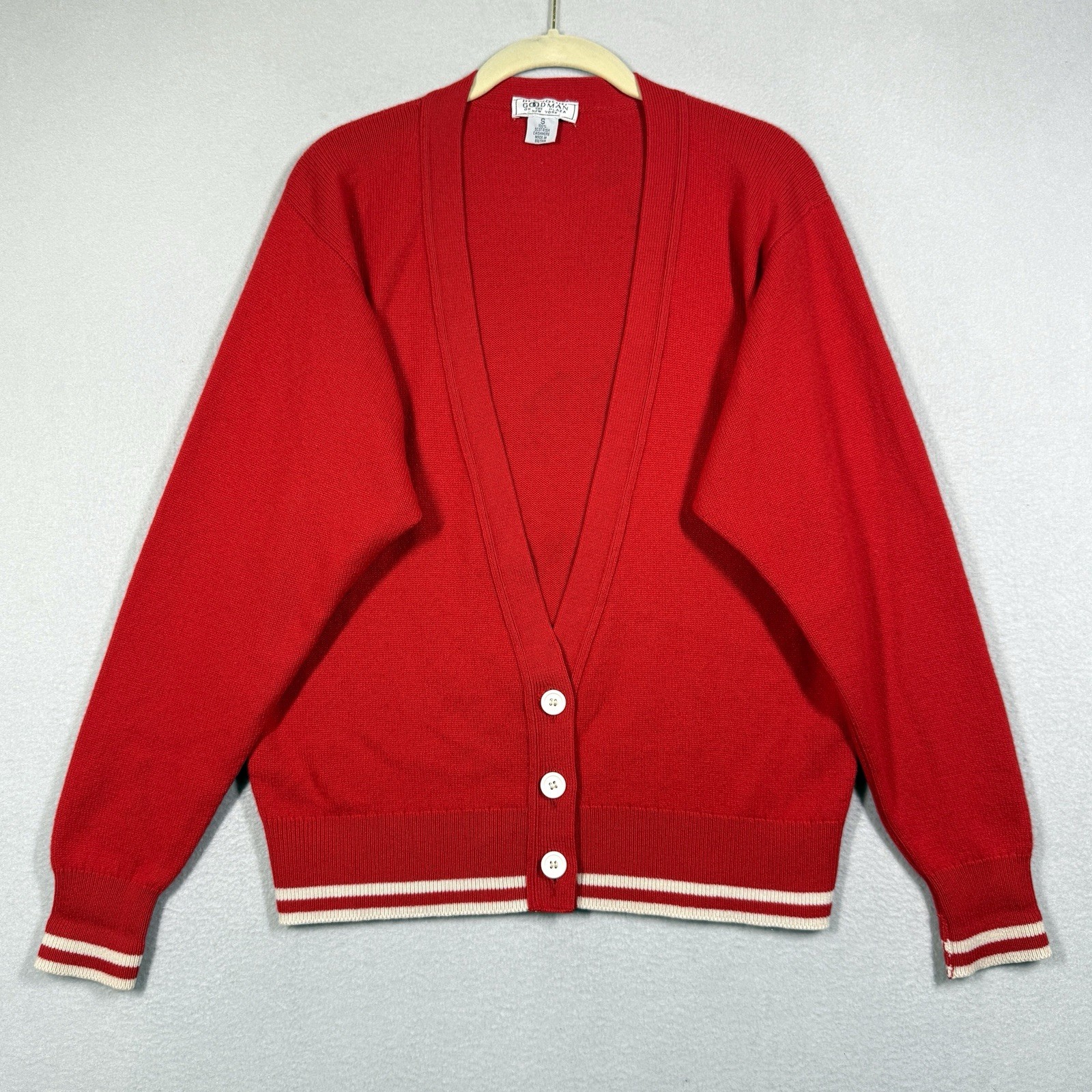 Vintage 70s Bergdorf Goodman Scottish Cashmere Cardigan Small Varsity Sweater