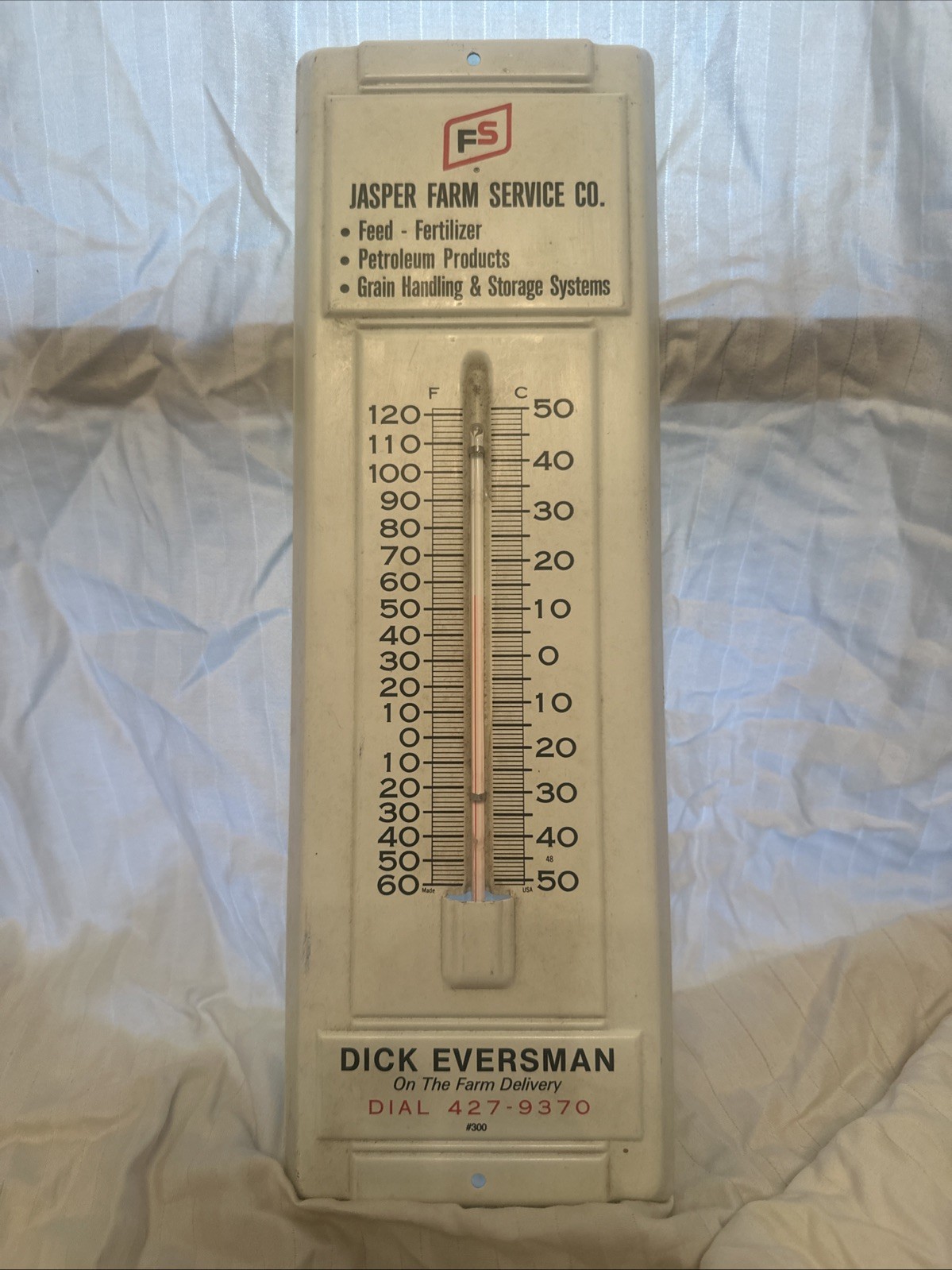 Farm Service Jasper Farm Service Metal Thermometer Dick Eversman Vintage Farm Service Jasper Farm Service Metal Thermometer Dick Eversman Vintage
