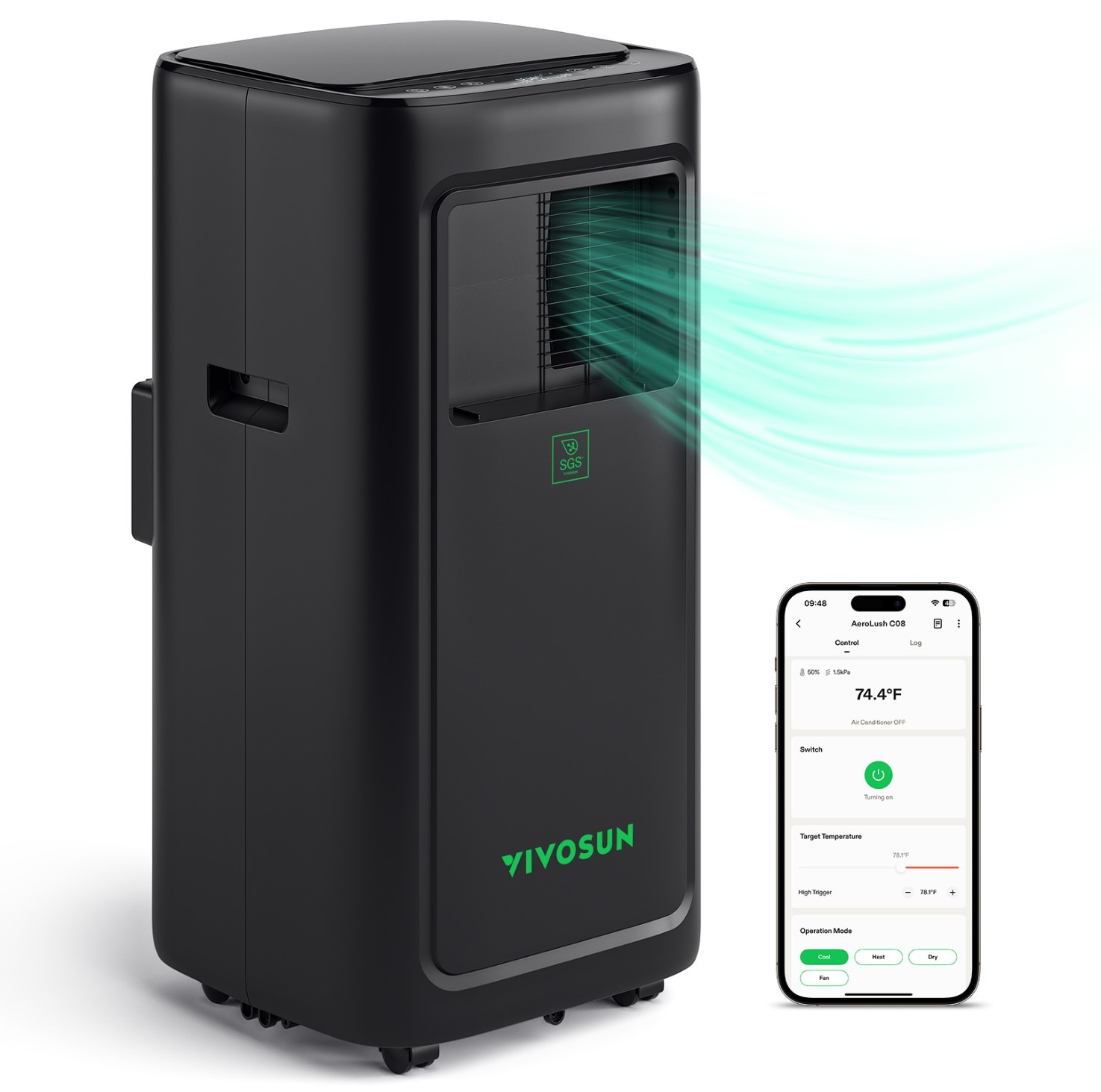 VIVOSUN 8000BTU 4-in-1 AeroLush C08 Smart Planting Air Conditioner Dehumidifier