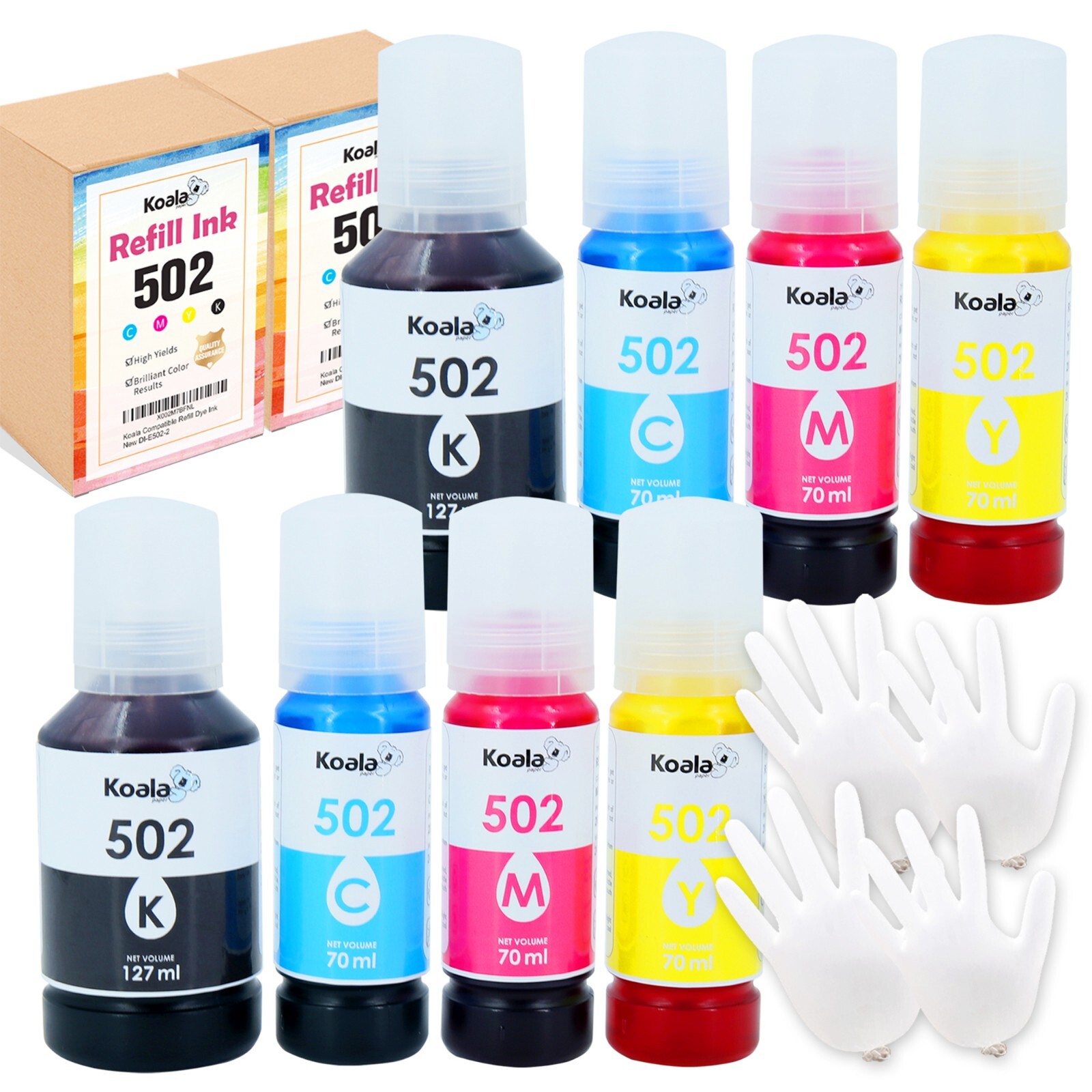 8PK Bulk KOALA 502 Ink Compatible with ET 4760 2850 2760 3760 4850 2750 522 2803
