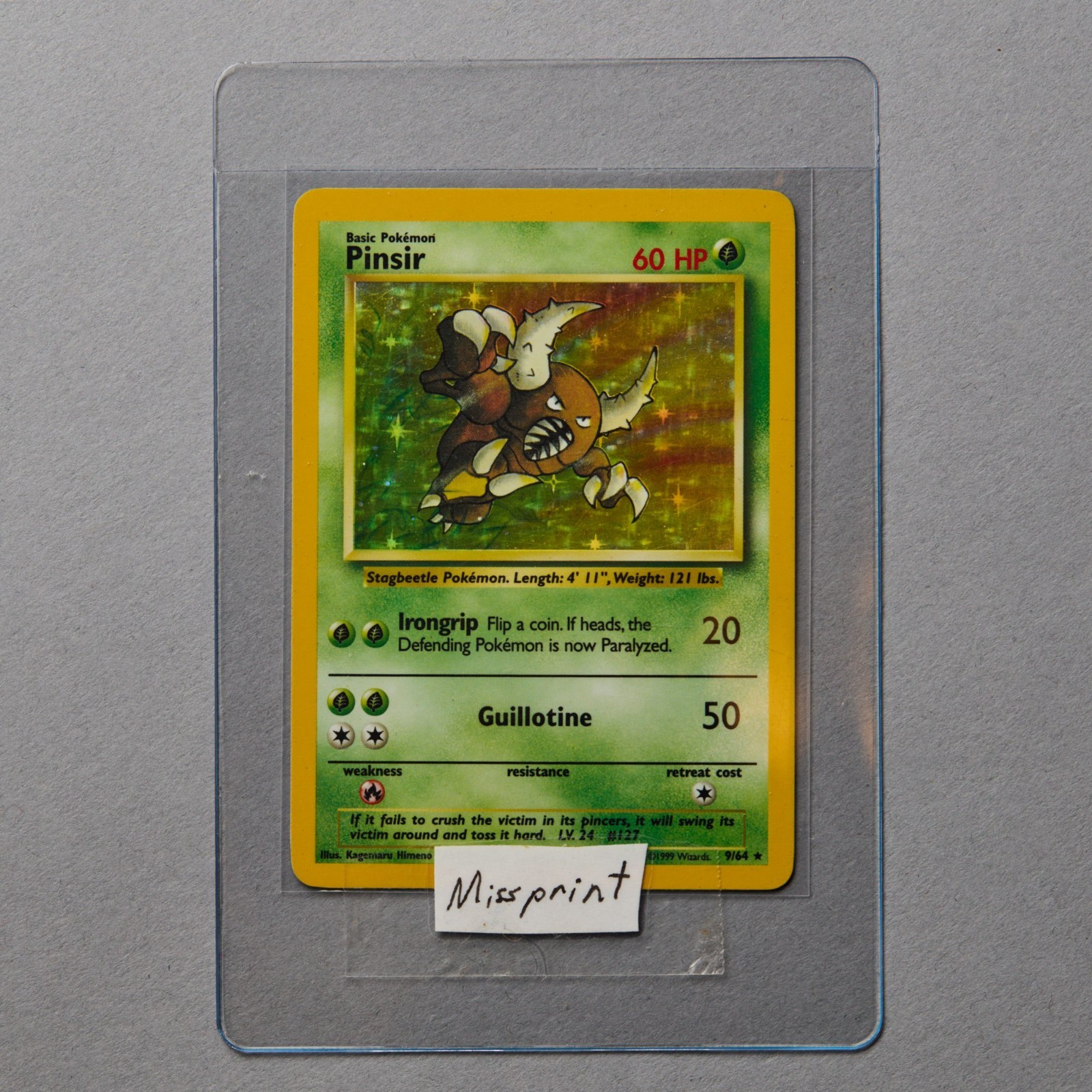 Pokemon Pinsir 9/64 Jungle NO SET SYMBOL Error Holo Rare Misprint 1999