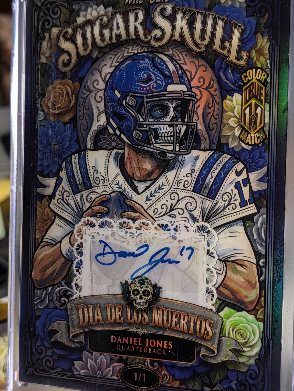 Colts Daniel Jones Auto Day of the Dead Sugar Skull 2for1 Cards+HauntedHalloween