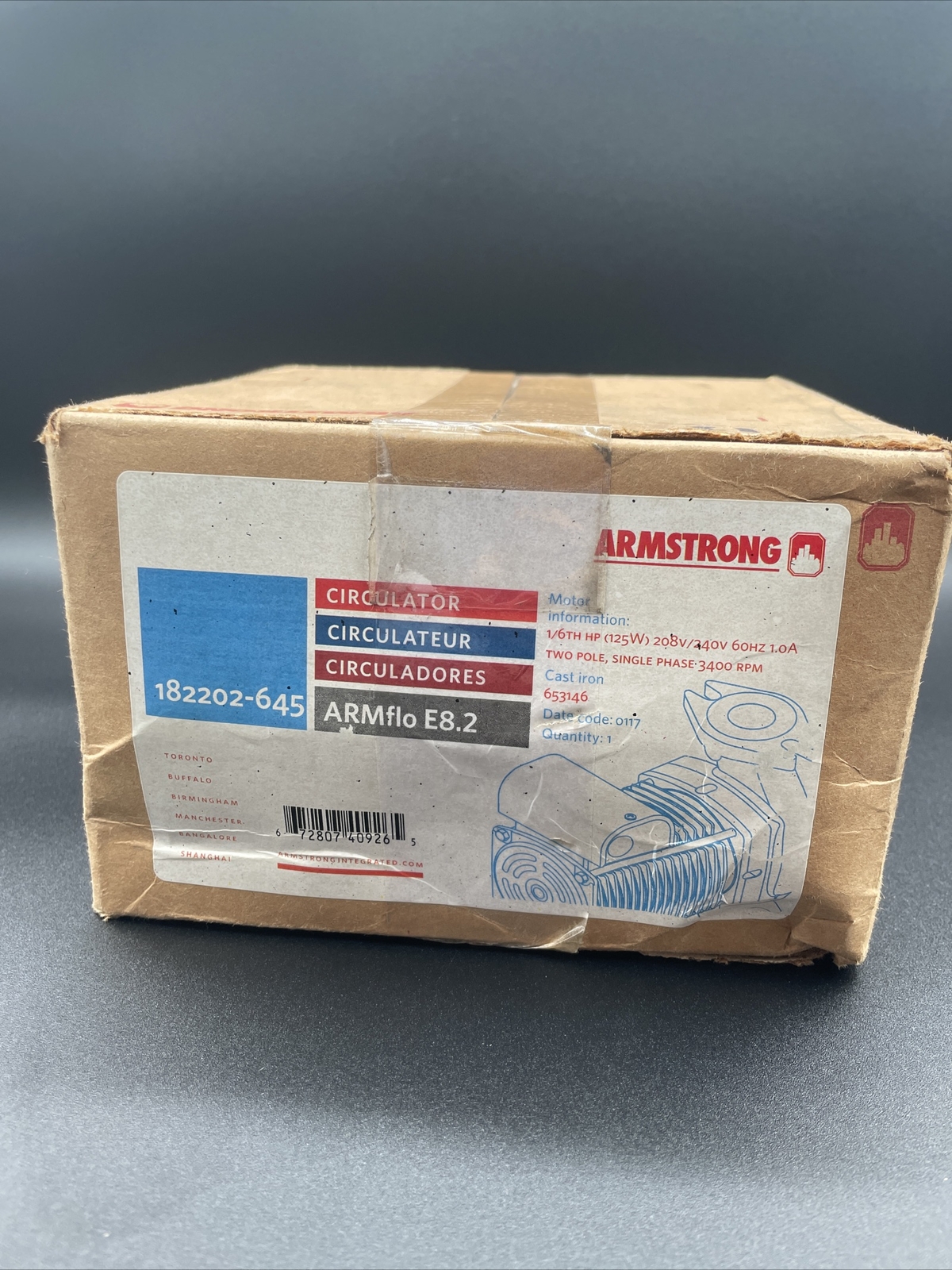 Armstrong Pumps 182202-645 Hydronic Circulating Pump, 1/6 Hp, 240V, 1 Phase,