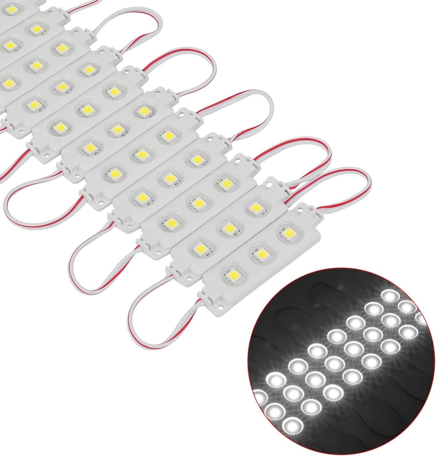 200PCS 5050 SMD DC12V Injection LED Module White 0.72W Waterproof Decorative