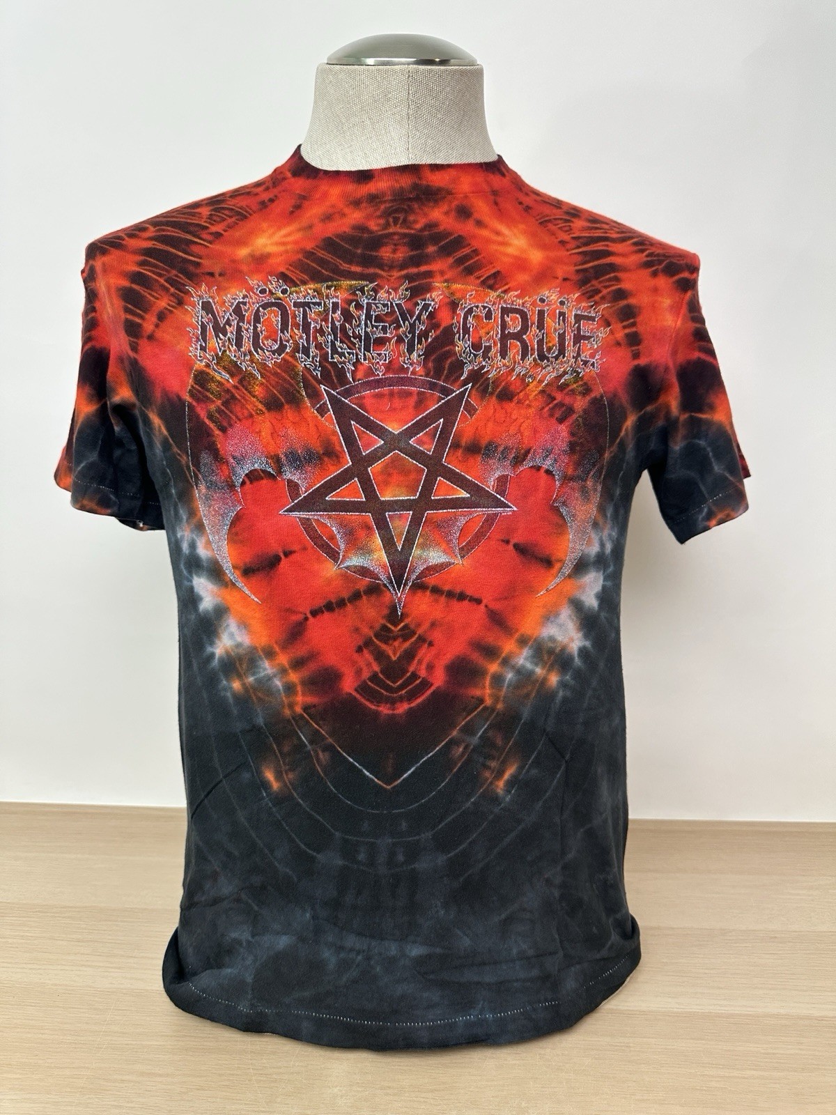 Vintage 1980s Motley Crue Symmetria Red Tie Dye Single Stitch T-Shirt Size M/S