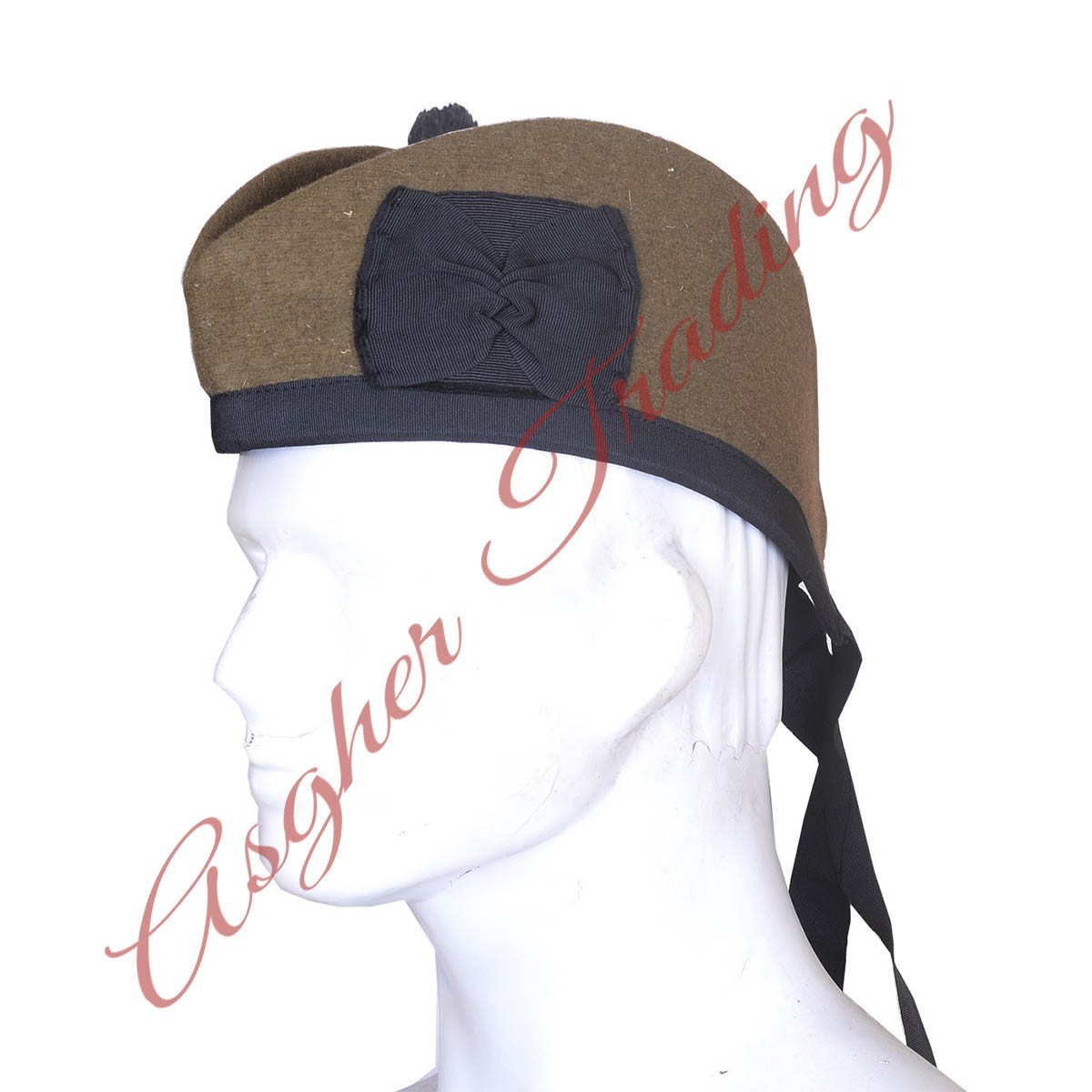 Scottish Glengarry Bonnet Hat Military Piper Highlander Kilt Cap 100% Plain Wool
