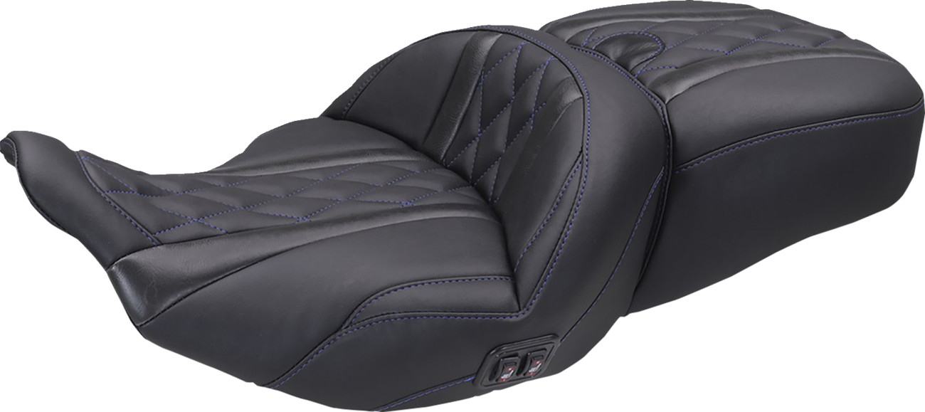 MUSTANG Heated Super Touring One Piece 2-Up Seat - Deluxe Diamond - Sky Blue