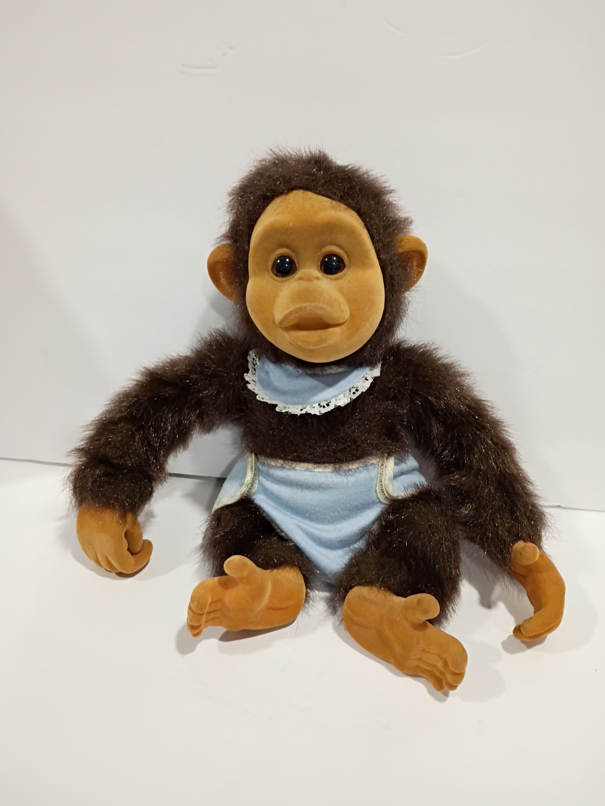 Hosung Little Monkey Lost In Diaper and Bib Squeaking Monkey Plush Adorable VTG Hosung Little Monkey Lost In Diaper and Bib Squeaking Monkey Plush Adorable VTG