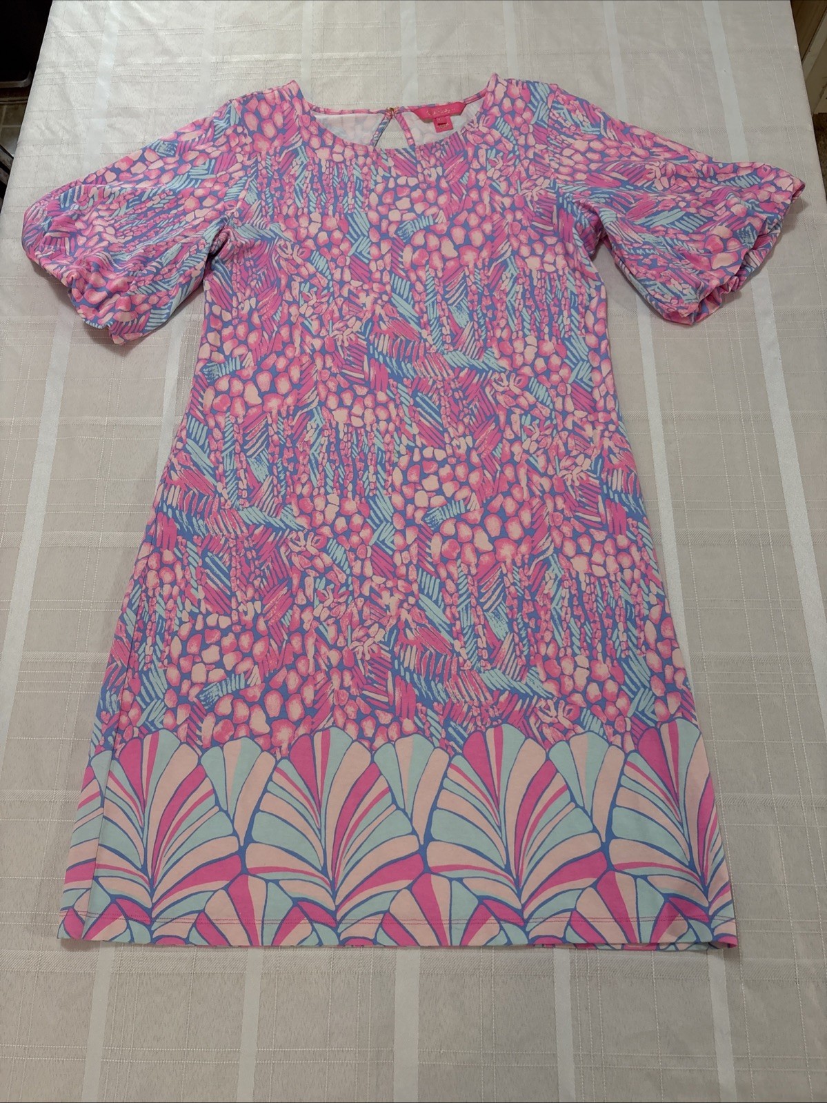 Lilly Pulitzer Britton Pink- Blue Sorbet Dress Women’s Pink Puff Sleeve Casual M Lilly Pulitzer Britton Pink- Blue Sorbet Dress Women’s Pink Puff Sleeve Casual M
