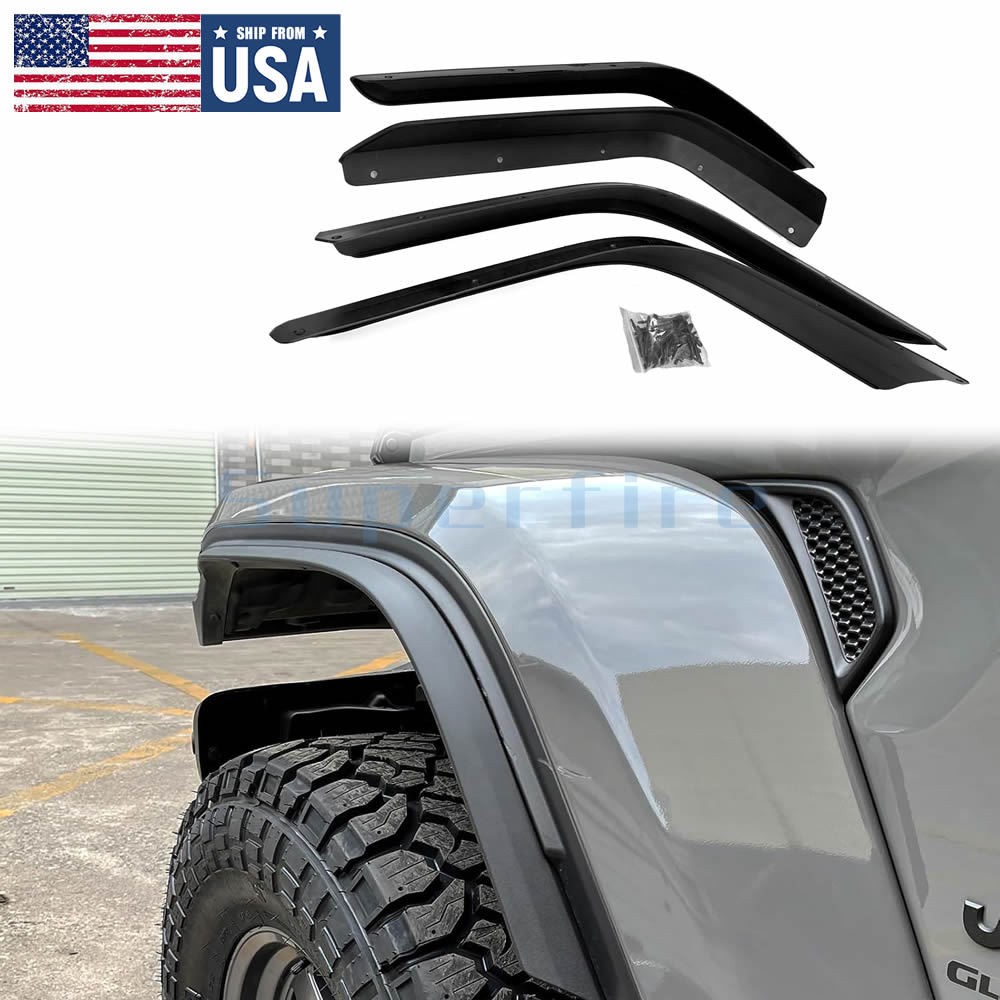 4PC Low Wheel Eyebrow Fender Flares Extensions Set for 2020-24 Jeep Gladiator JT