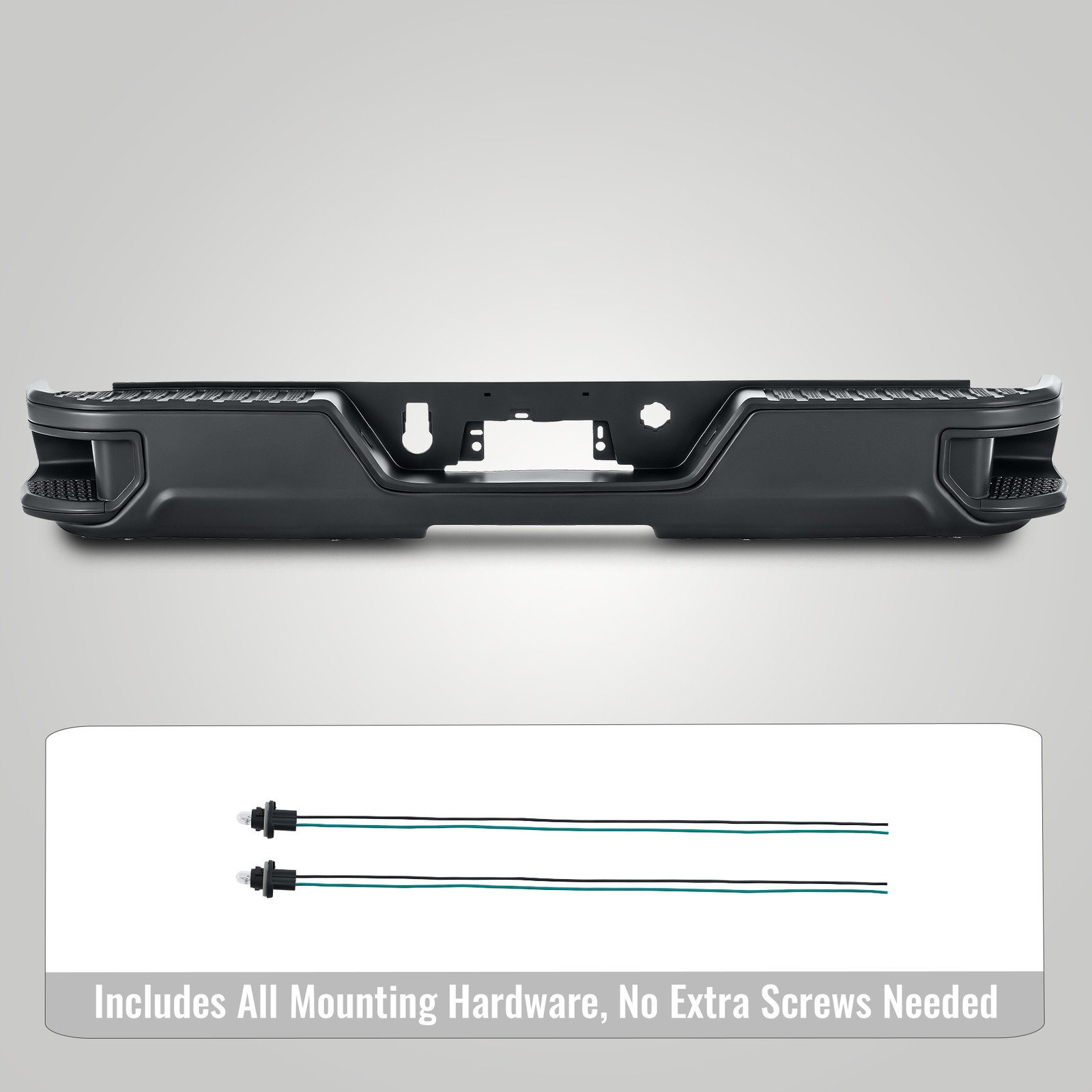 Fit 2019-2026 Chevy Silverado 1500 GMC Sierra Rear Bumper Assembly Black Steel