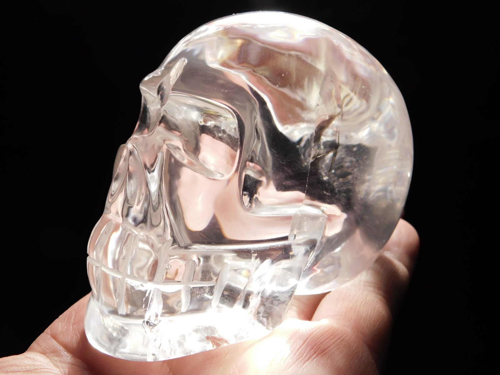 Larger SUPER Translucent AAA OPTICAL Quartz Crystal SKULL Brazil 457gr Larger SUPER Translucent AAA OPTICAL Quartz Crystal SKULL Brazil 457gr