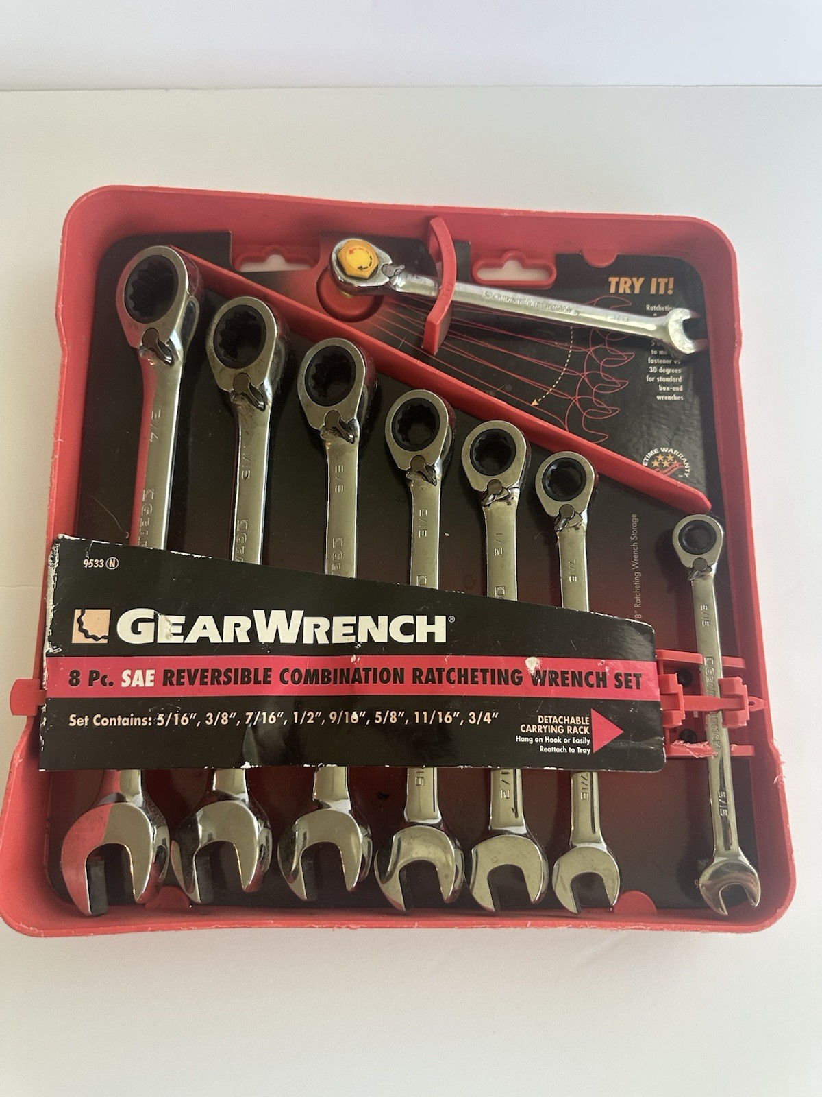 GEARWRENCH 8 Pc 72T Reversible Ratcheting Combination SAE Wrench Set |9533N GEARWRENCH 8 Pc 72T Reversible Ratcheting Combination SAE Wrench Set |9533N