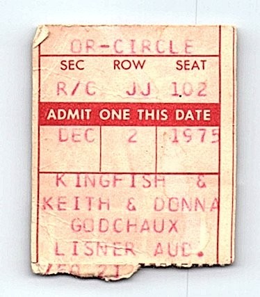 Kingfish Bob Weir Keith & Donna Godchaux Concert Ticket Stub 1975 Washington DC